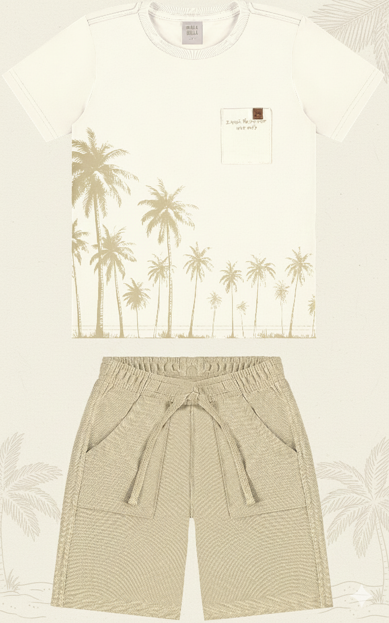 Conjunto Infantil Masculino Pulla Bulla Coqueiros The Summer – Conforto e Estilo para Dias Quentes