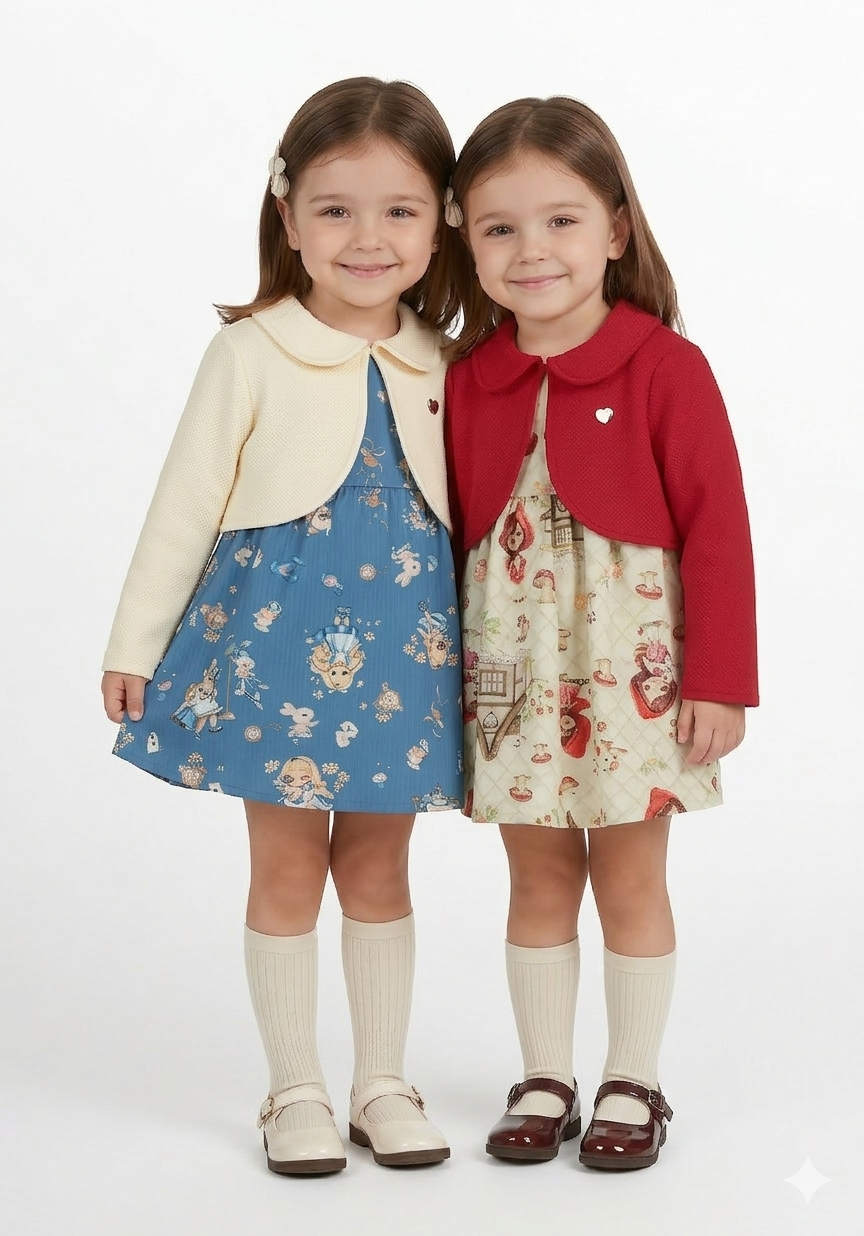 Vestido Infantil Alakazoo com Bolero Manga Longa Malha Soft