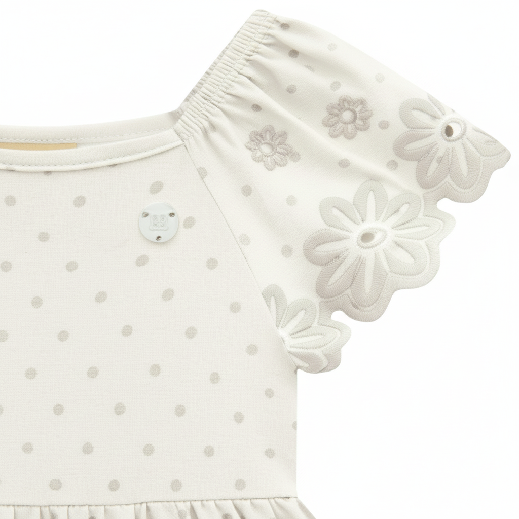 Vestido Infantil Milon Poá com Bordado Floral