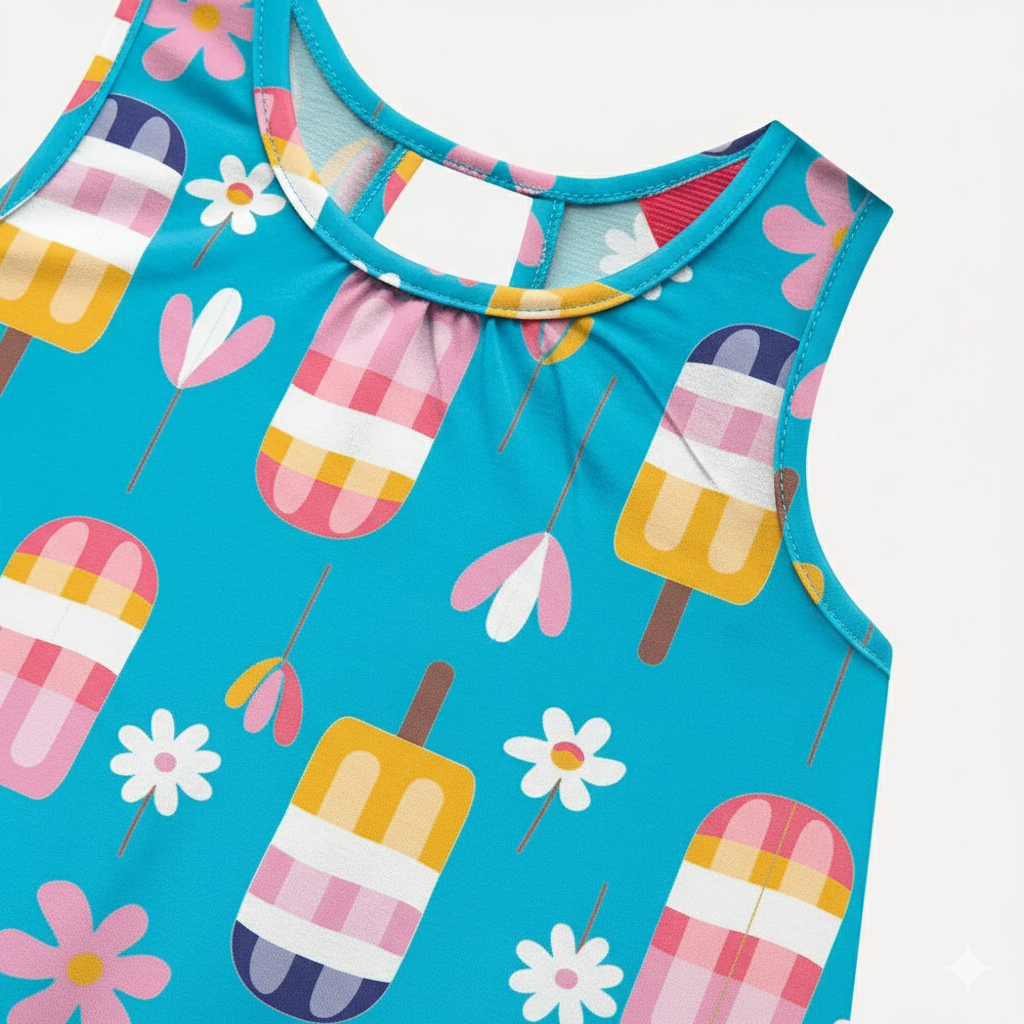 Vestido Infantil Kyly Picolés e Flores