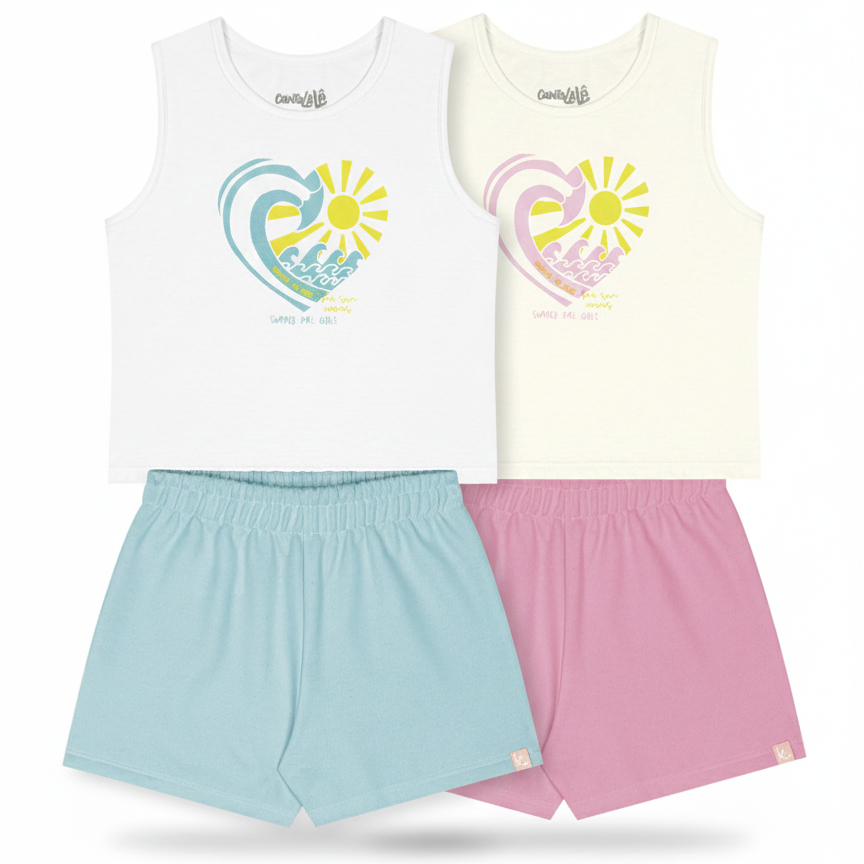 Conjunto Infantil Feminino Kamylus Summer Is Here – Conforto e Estilo Para Dias Ensolarados