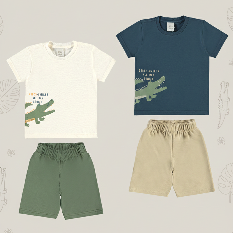 Conjunto Infantil Masculino Pulla Bulla Croco Smiles – Conforto e Estilo para o Dia a Dia