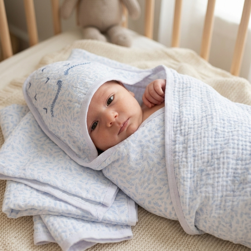 Toalhão de Banho Infantil Soft Loupiot Clean Bordada 100% Algodão 100x85 Cm