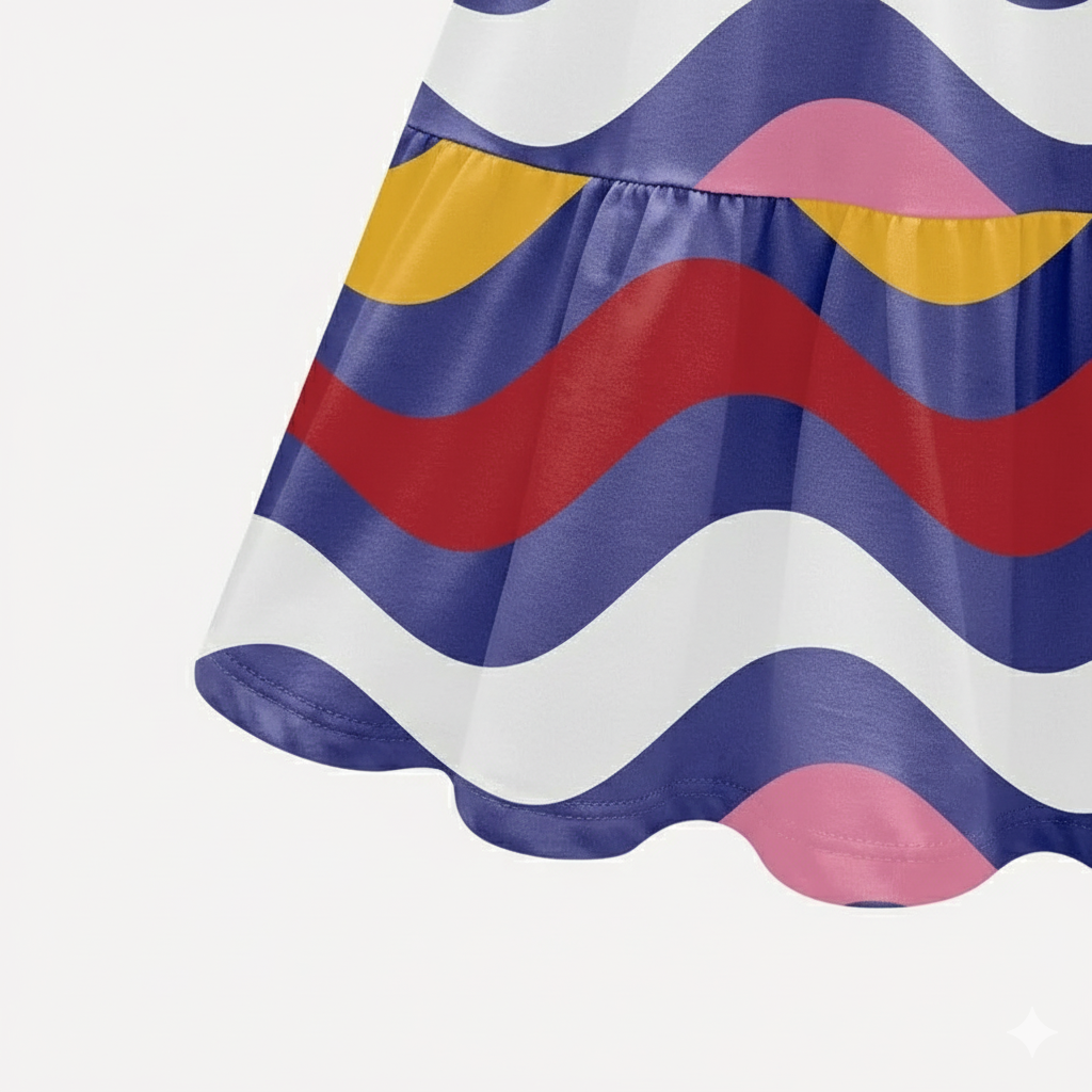 Vestido Infantil Kyly Ondas Colorido