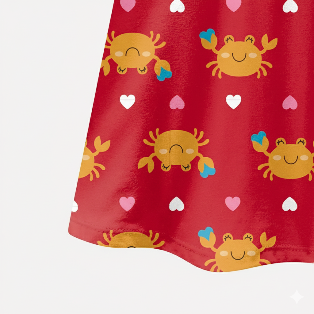 Vestido Infantil Kyly Caranguejo e Corações