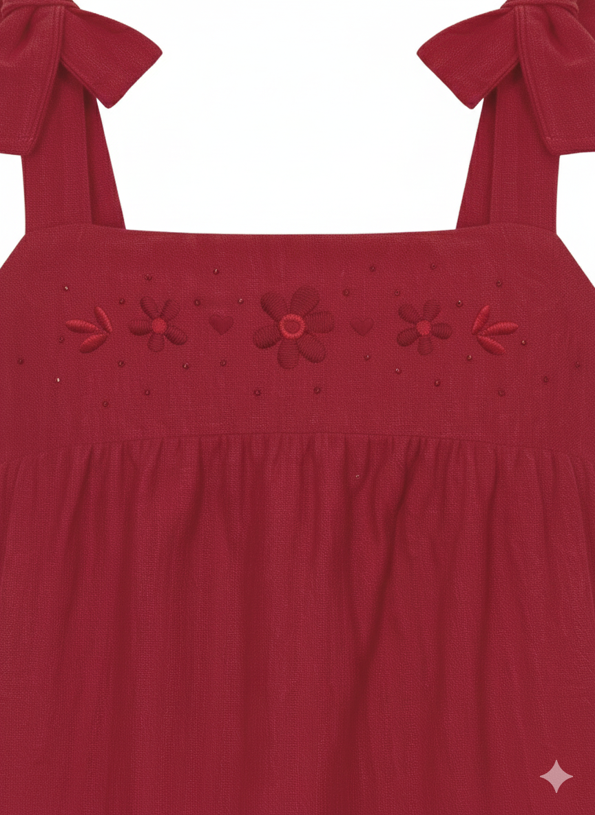 Vestido Infantil Alakazoo Flores Bordadas com Strass