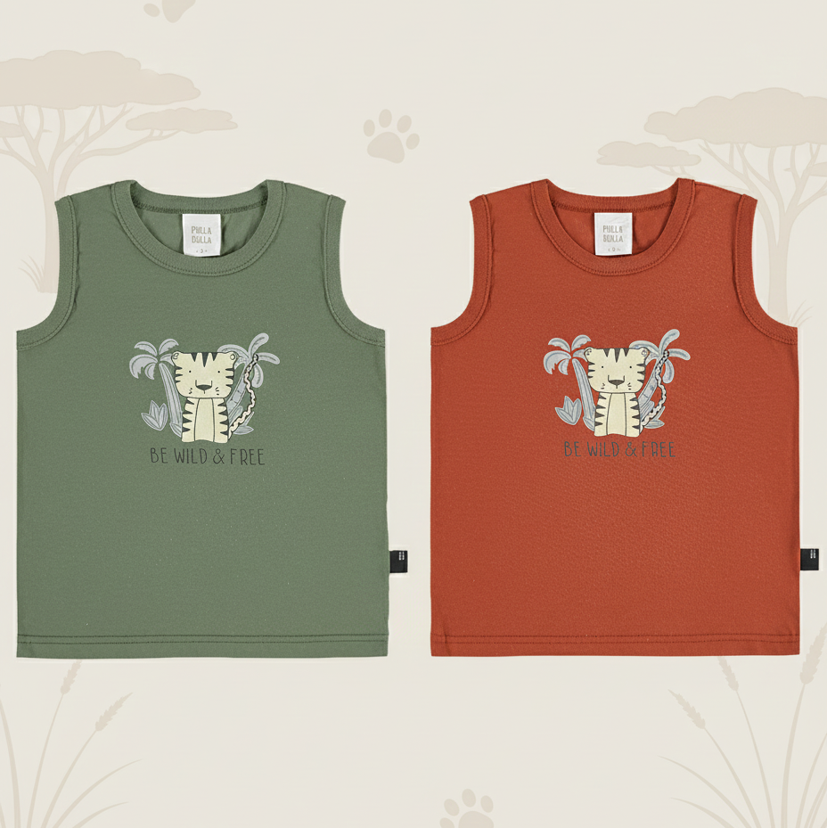 Regata Infantil Masculina Pulla Bulla Be Wild Free – Conforto e Estilo para Dias Quentes