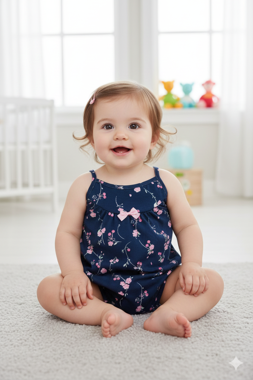 Macacão Bebê Feminino Kiko Baby Curto Estilo Romper Florzinhas