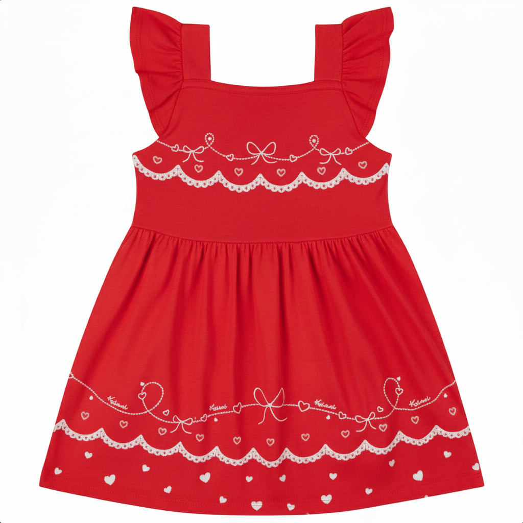 Vestido Infantil Kaiani Lacinhos e Corações – delicadeza e conforto para meninas