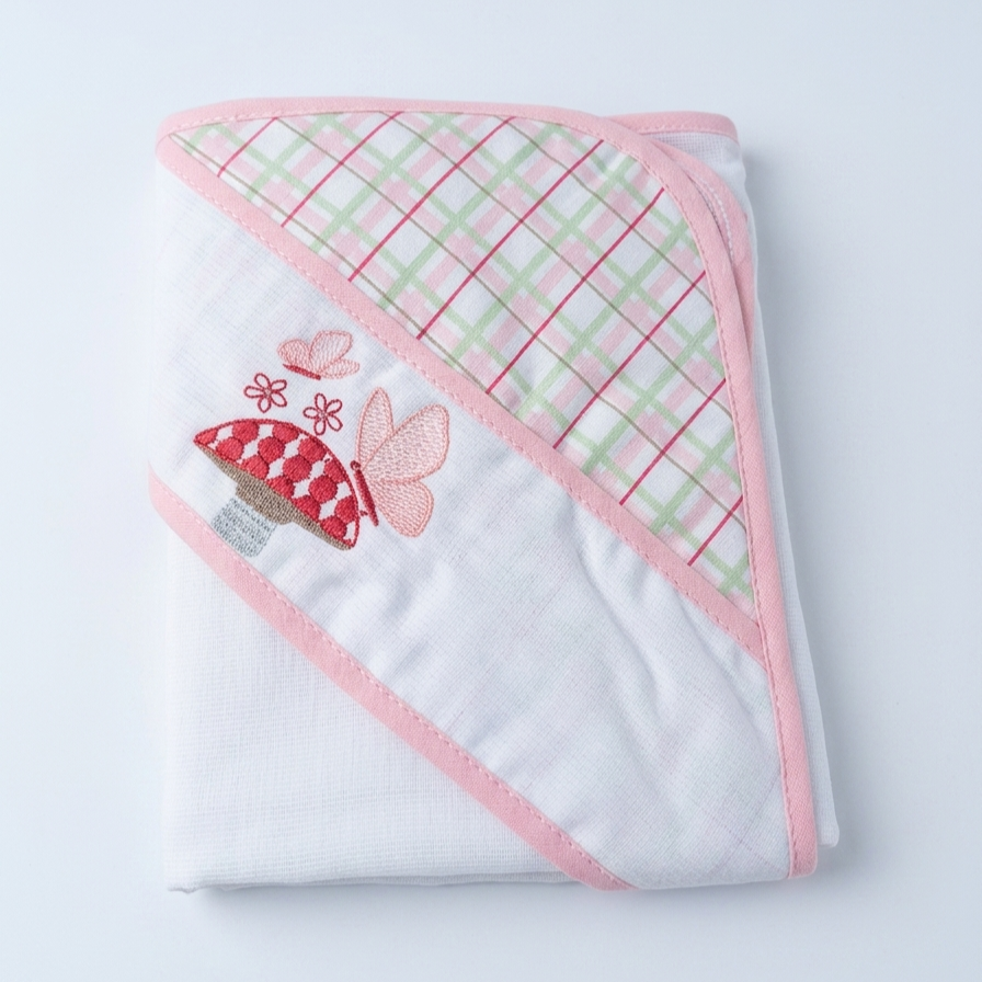 Toalha Fralda Dengo com Capuz Estampa Borboleta 70x108 cm - Camada Única