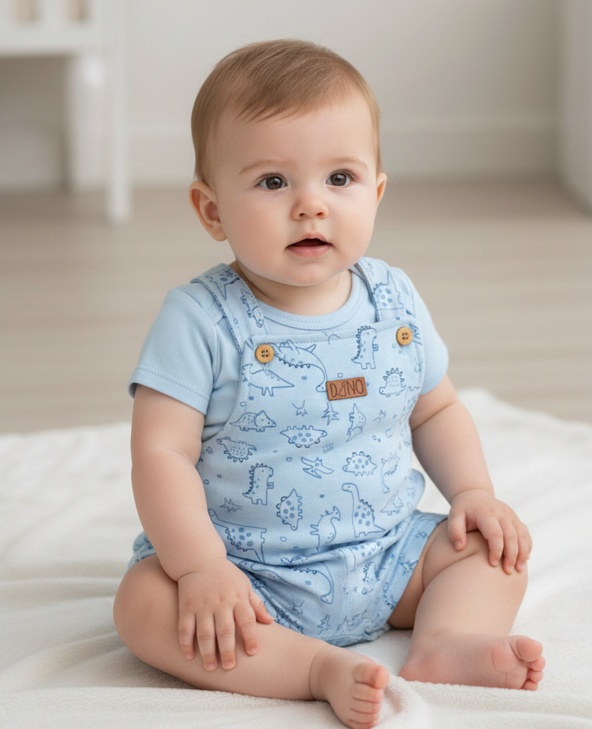 Conjunto Bebê Masculino Kiko Baby Dinossauros - Body e Jardineira