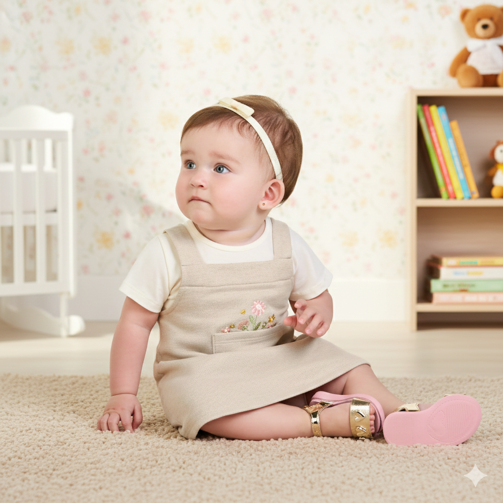 Conjunto Feminino Kamylus Jardineira Flor + Blusa – Infantil Confortável e Estiloso