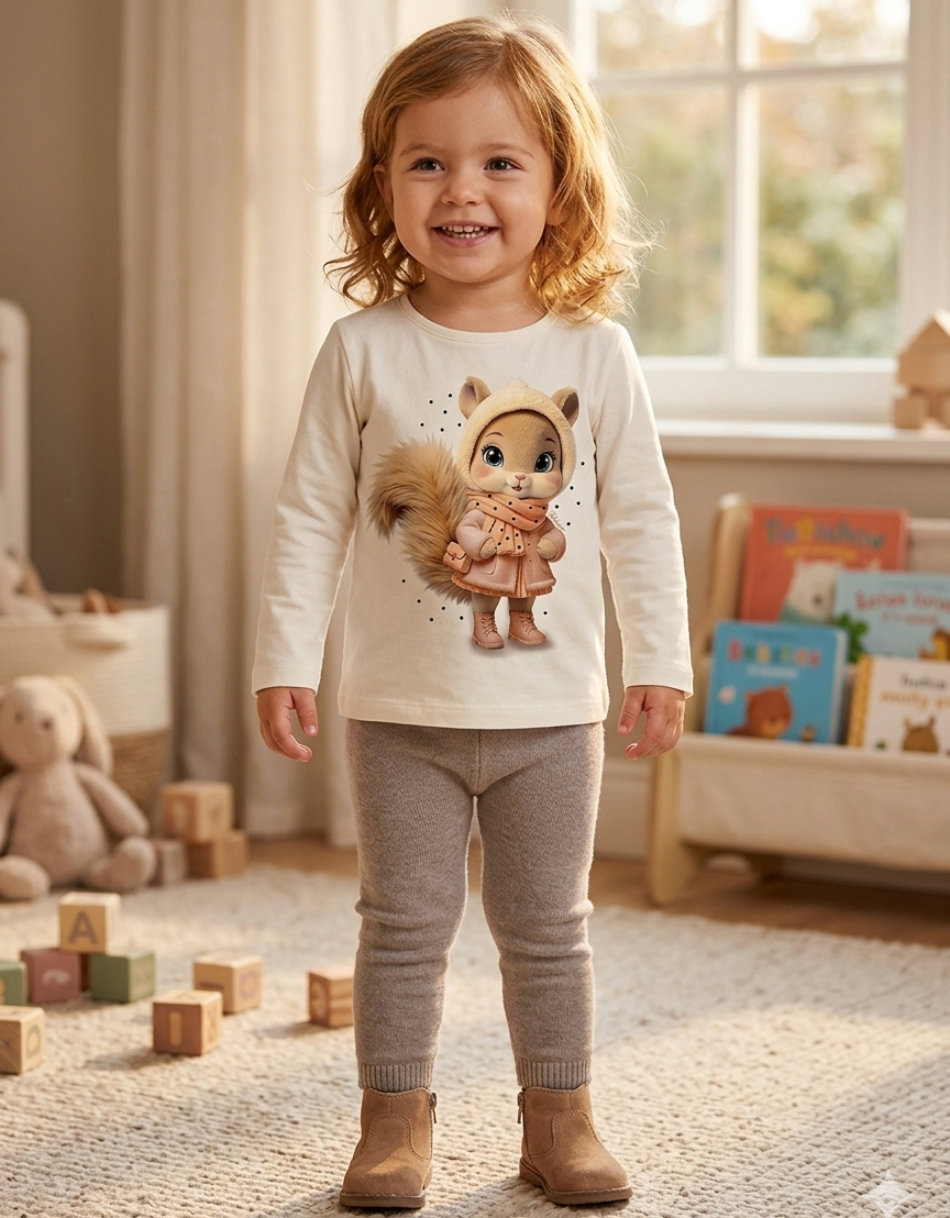 Blusa Infantil Feminina Alakazoo Manga Longa em Malha Modelli Estampada