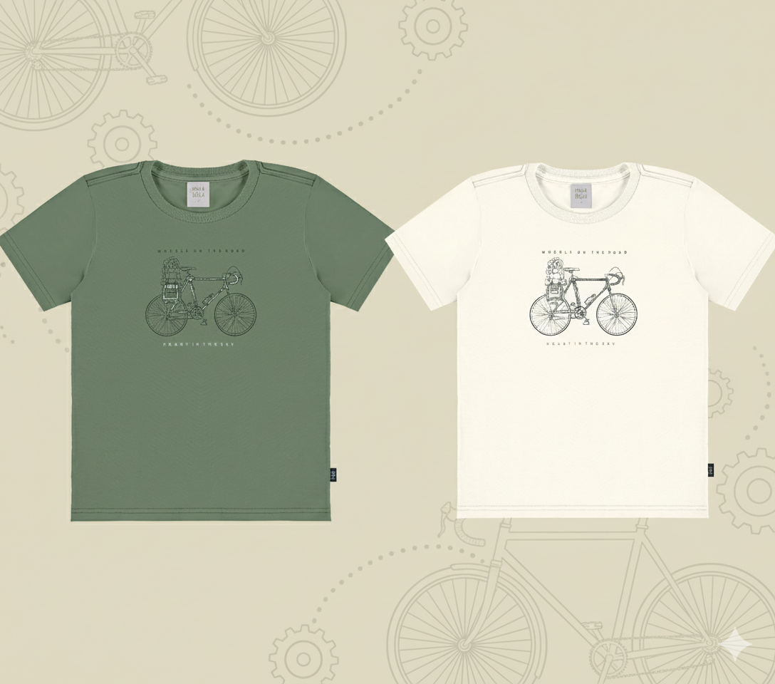 Camiseta Infantil Masculina Pulla Bulla Wheel On The Road – Conforto e Estilo para o Dia a Dia