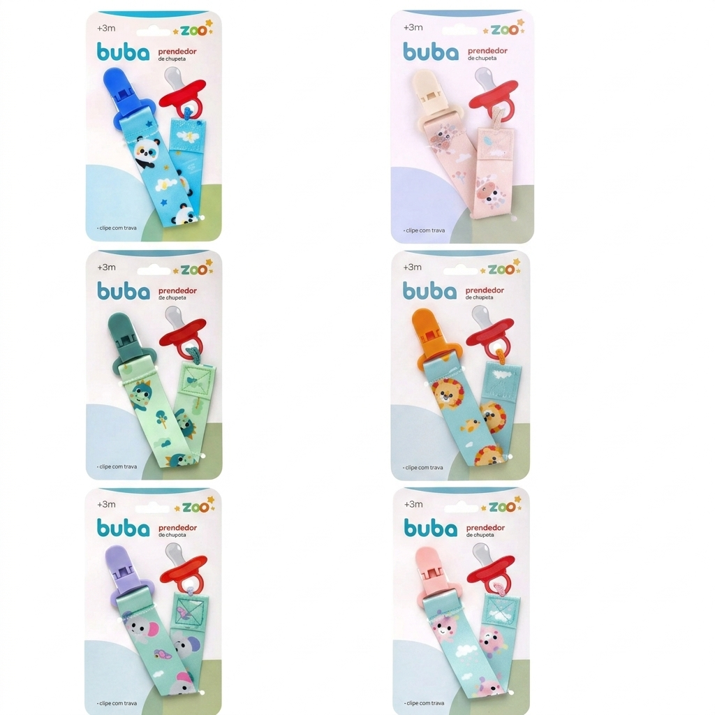 Prendedor de Chupeta Infantil Buba Zoo +3M Livre de BPA