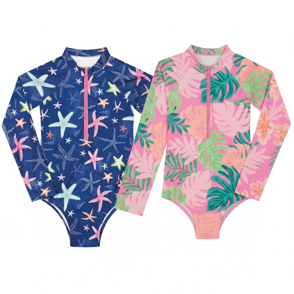 Maiô Infantil Feminino Estampado Kamylus Tchibum com Proteção UV50+