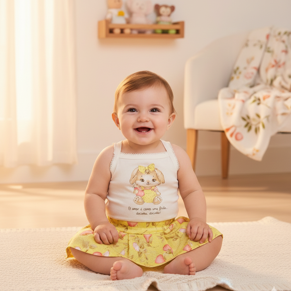 Conjunto Infantil Feminino Pulla Bulla Coelhinha – Conforto e Delicadeza para o Dia a Dia