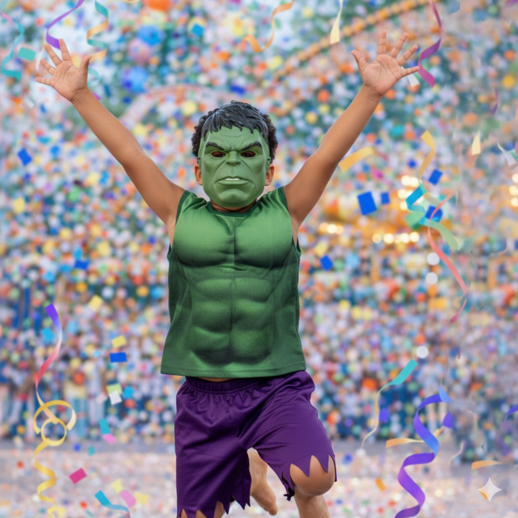 Fantasia Infantil Hulk com Máscara