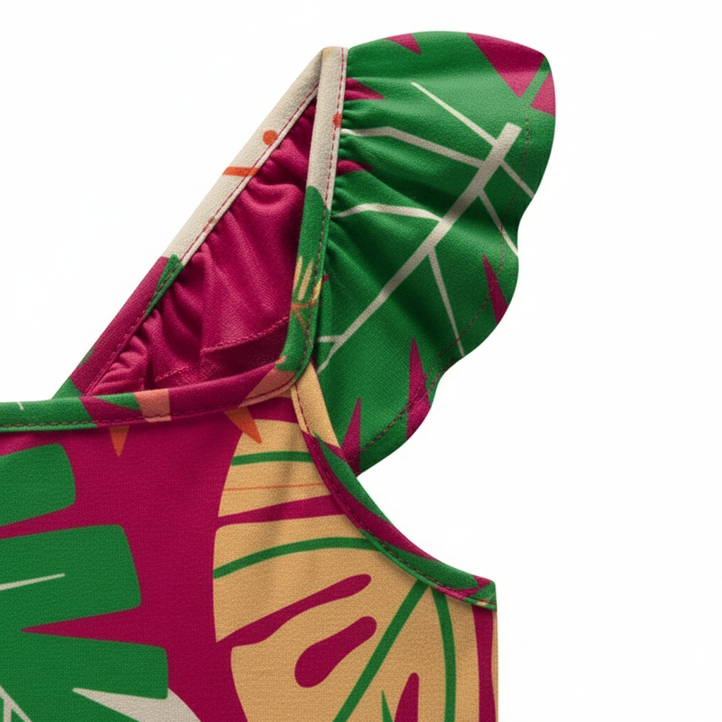 Vestido Infantil Feminino Kyly Folhagens Tropicais