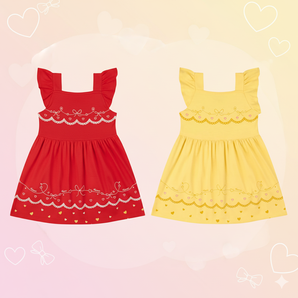 Vestido Infantil Kaiani Lacinhos e Corações – delicadeza e conforto para meninas