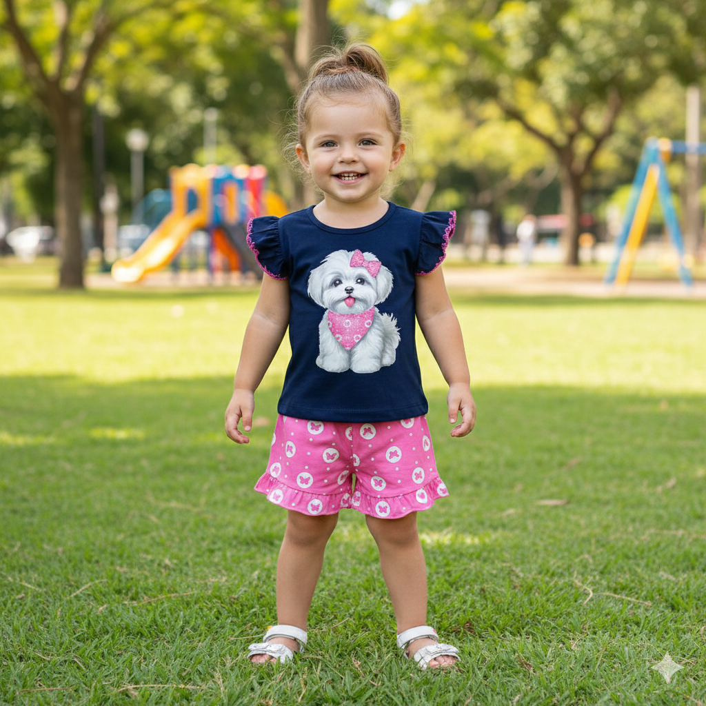 Conjunto Infantil Feminino Kyly Cachorrinho