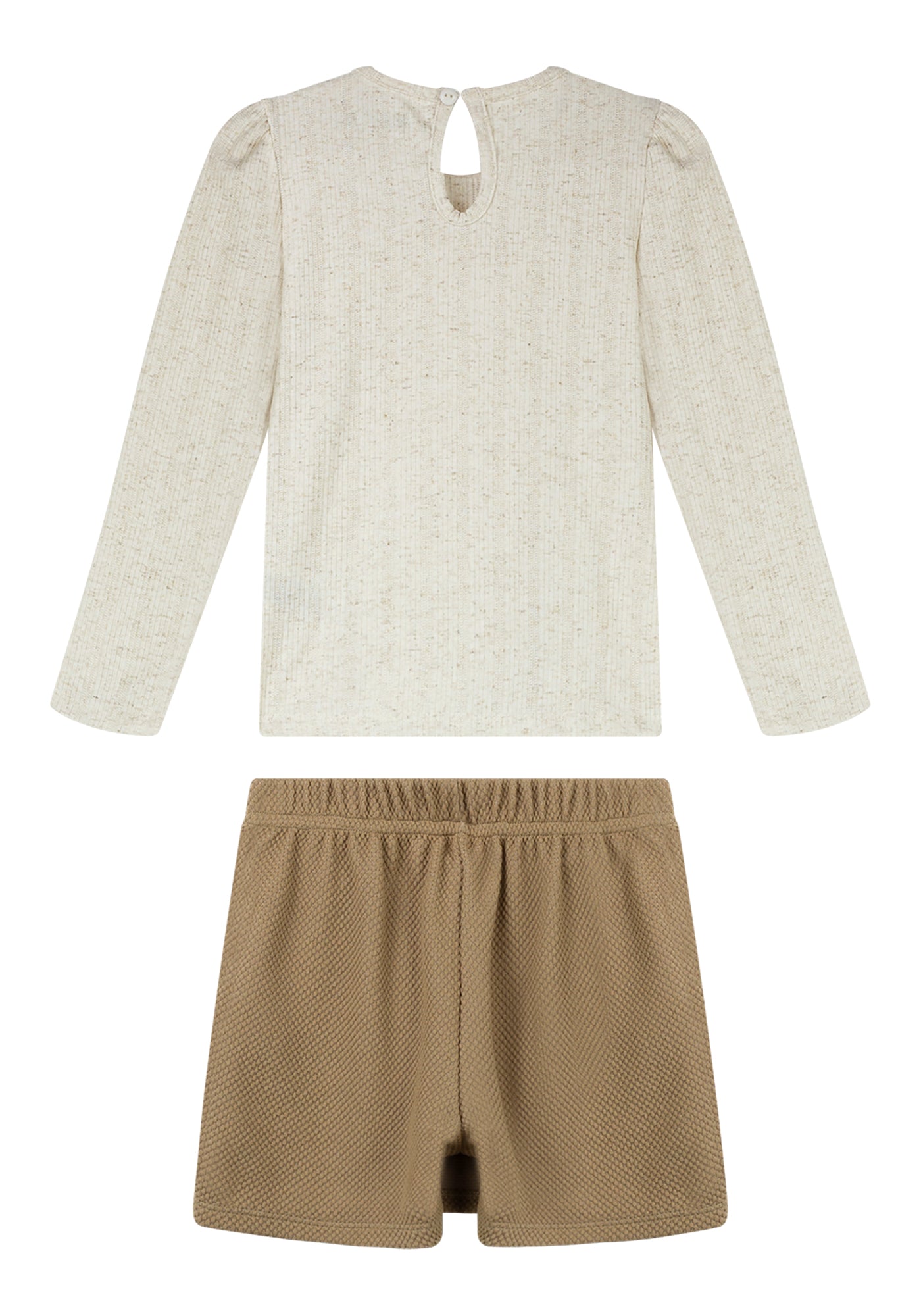 Conjunto Infantil Feminino Alakazoo Manga Longa Malha Canelada e Malha Soft