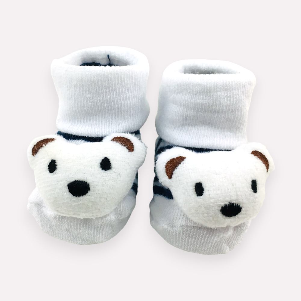 Meia Bichinhos Plin Baby Urso Listras Antiderrapante