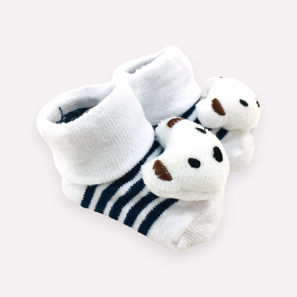 Meia Bichinhos Plin Baby Urso Listras Antiderrapante