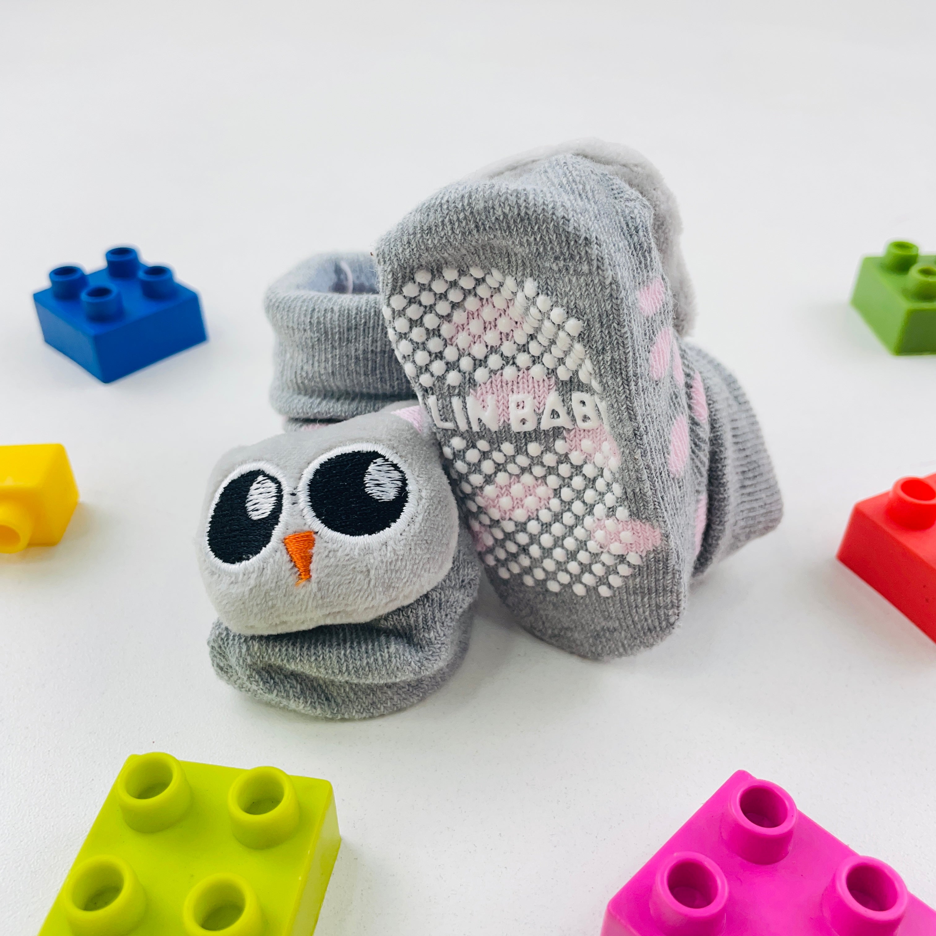 Meia Bichinhos Plin Baby Coruja Antiderrapante