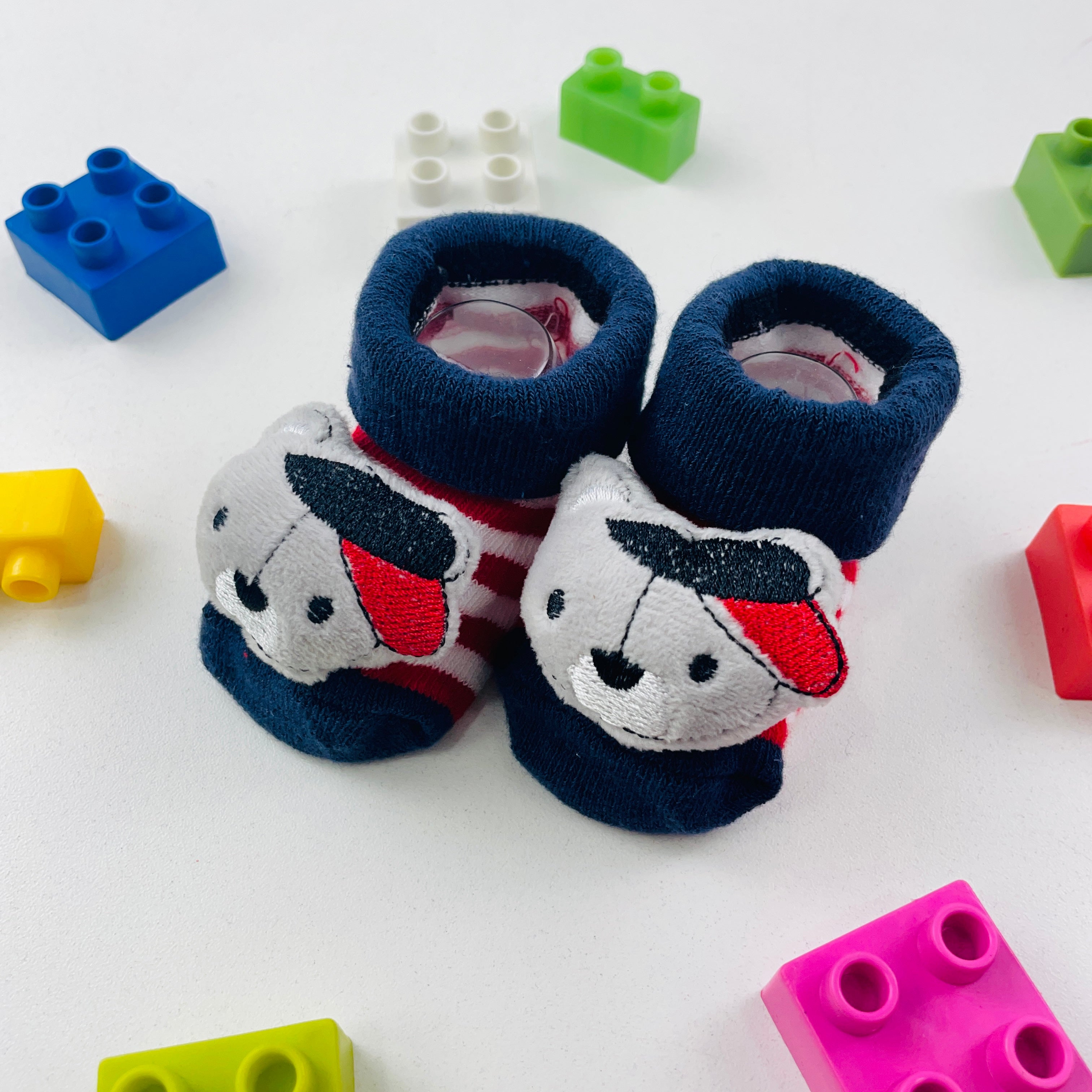 Meia Bichinhos Plin Baby Urso De Bone Antiderrapante