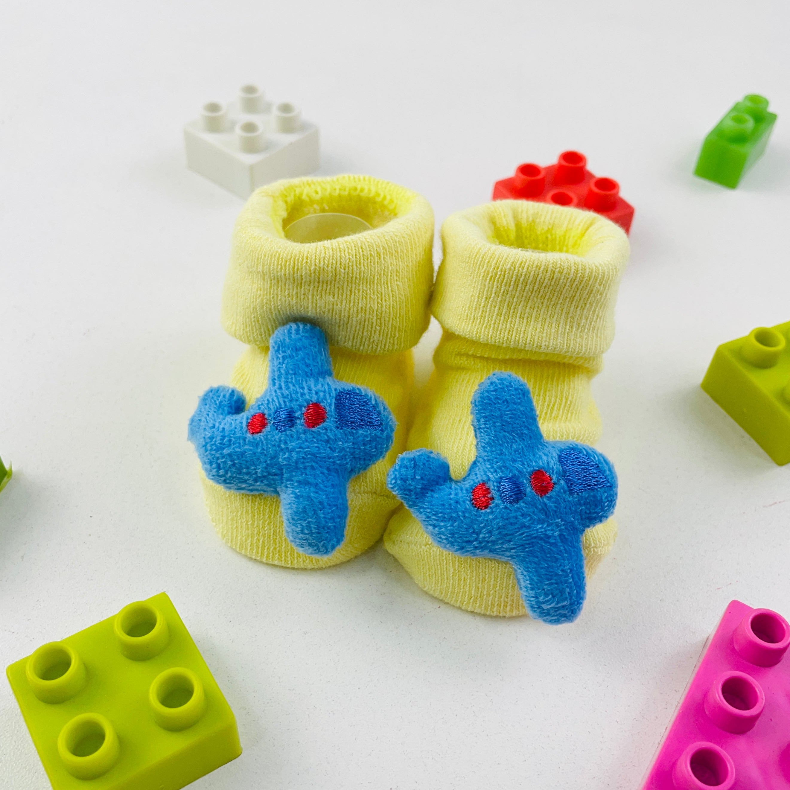Meia Bichinhos Plin Baby Avião Antiderrapante - Amarelo