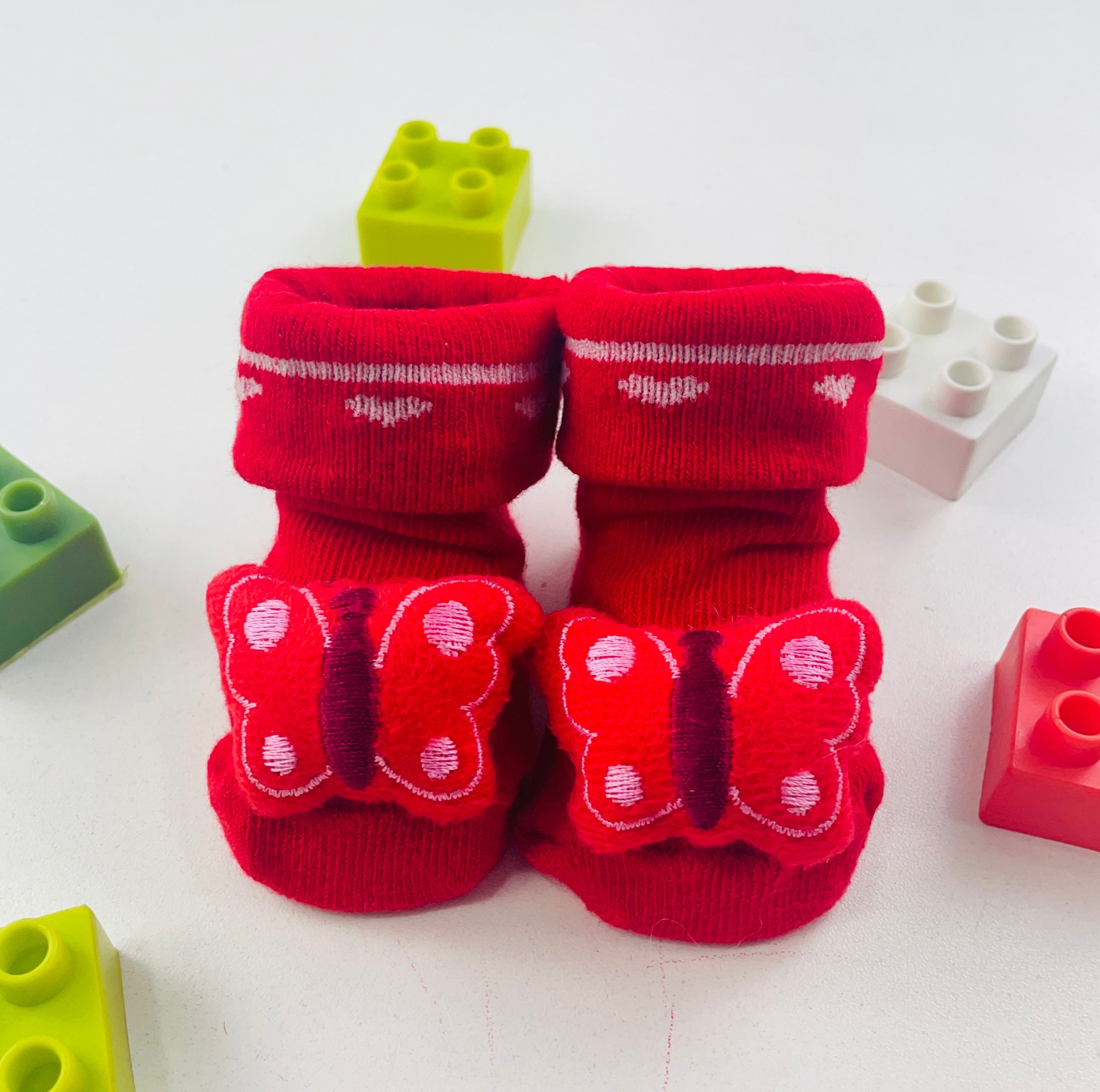 Meia Bichinhos Plin Baby Borboleta Antiderrapante - Vermelho