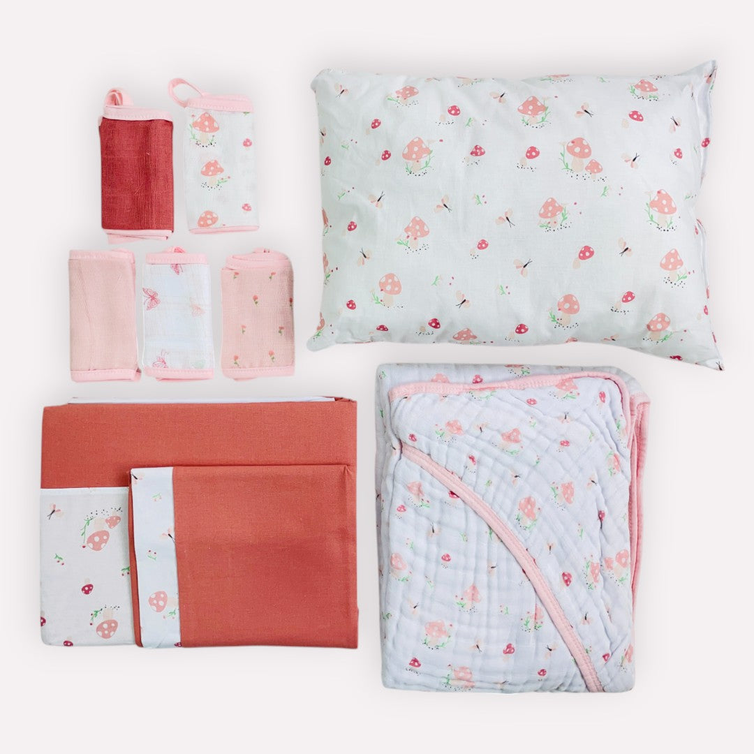 Kit de Enxoval 4 pçs Encanto Cogumelo - Cama e Banho Superior