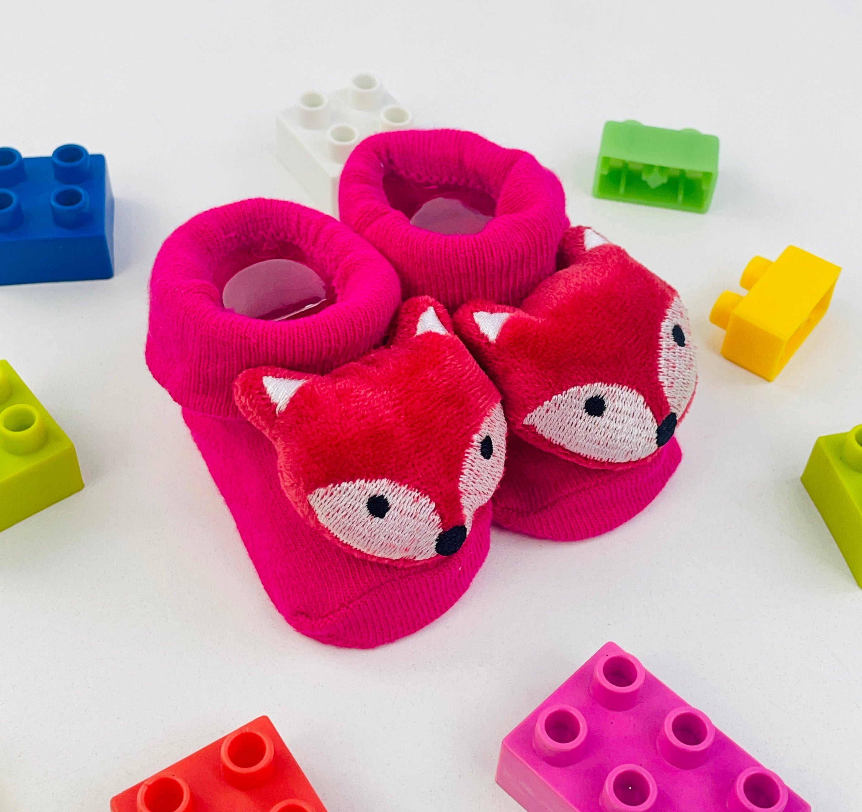 Meia Bichinhos Plin Baby Raposa Antiderrapante - Pink