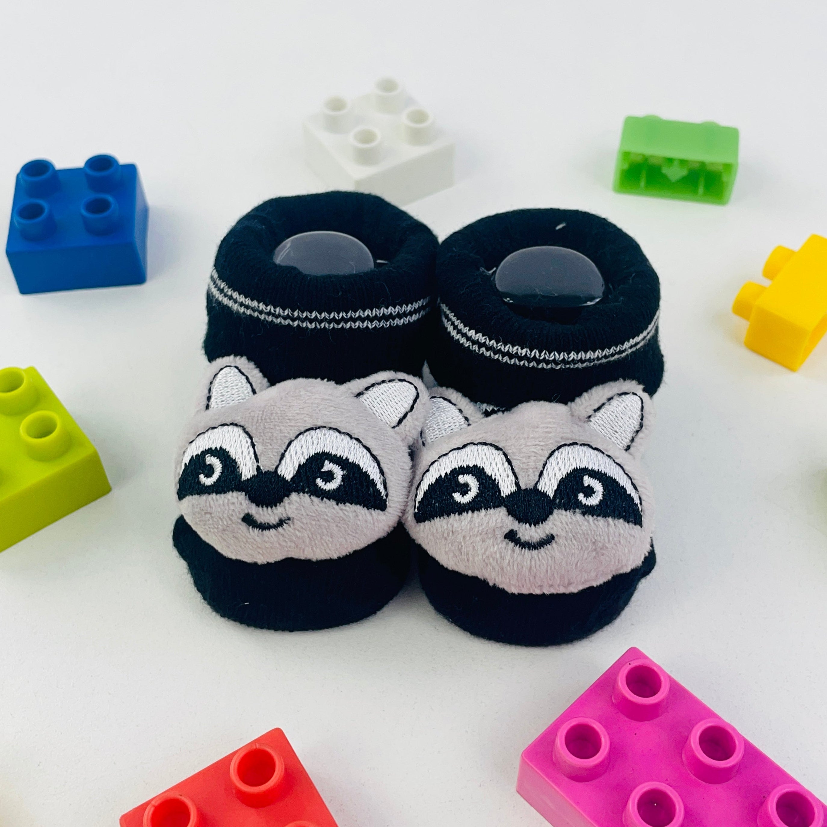 Meia Bichinhos Plin Baby Guaxinin Antiderrapante - Preto
