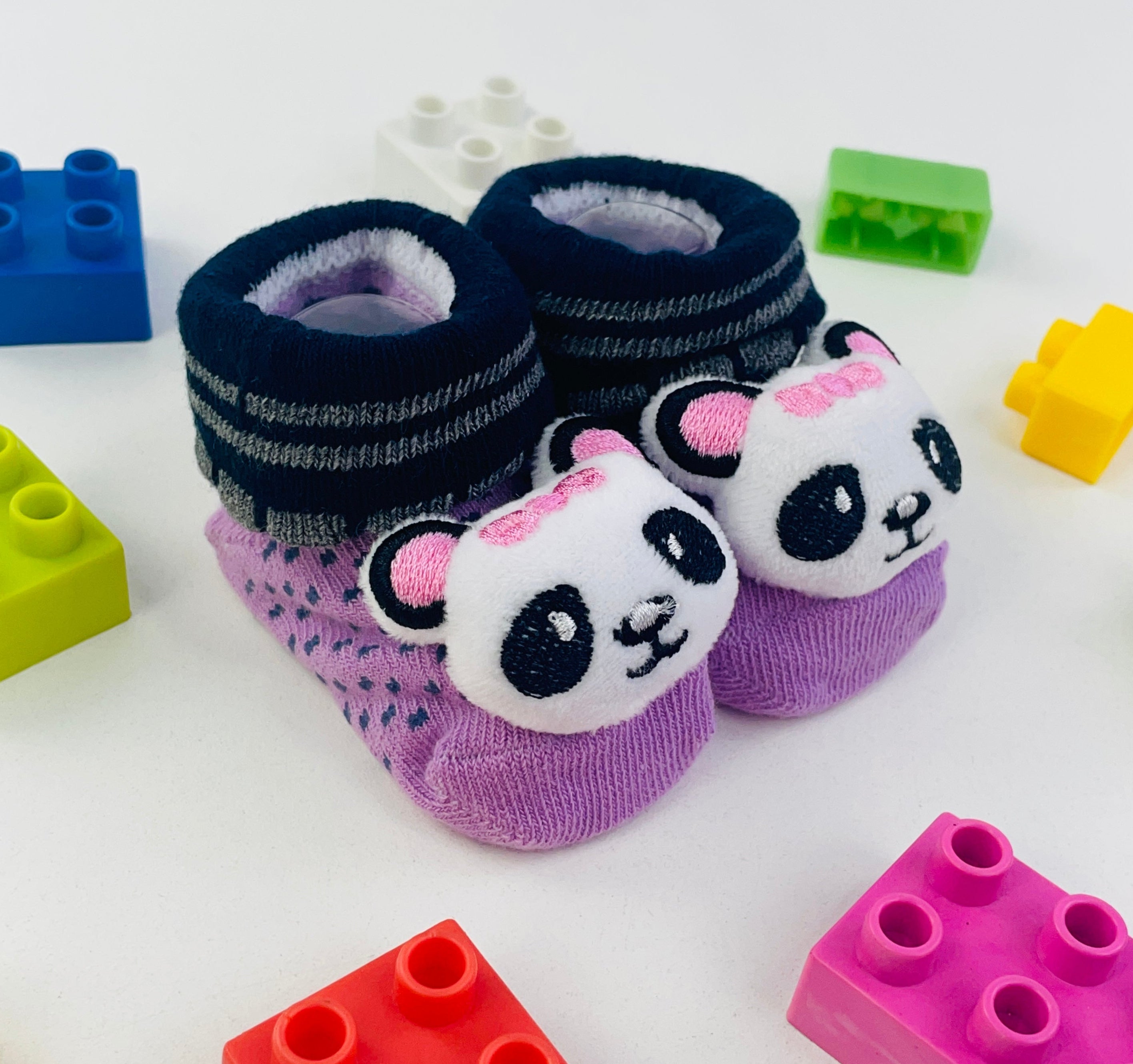 Meia Bichinhos Plin Baby Pandinha Antiderrapante -Lilas