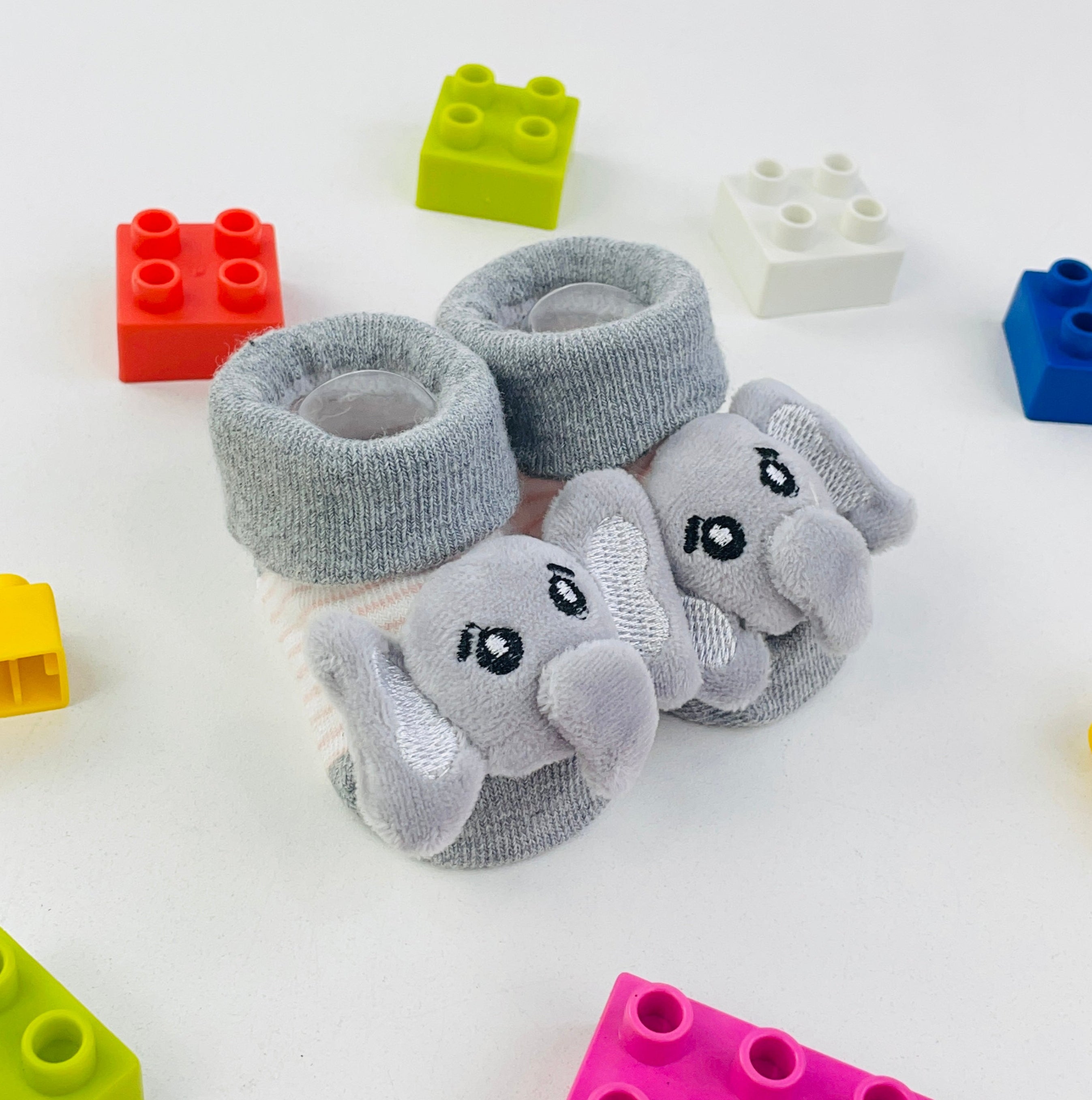 Meia Bichinhos Plin Baby Elefante Listras Antiderrapante - Rosa