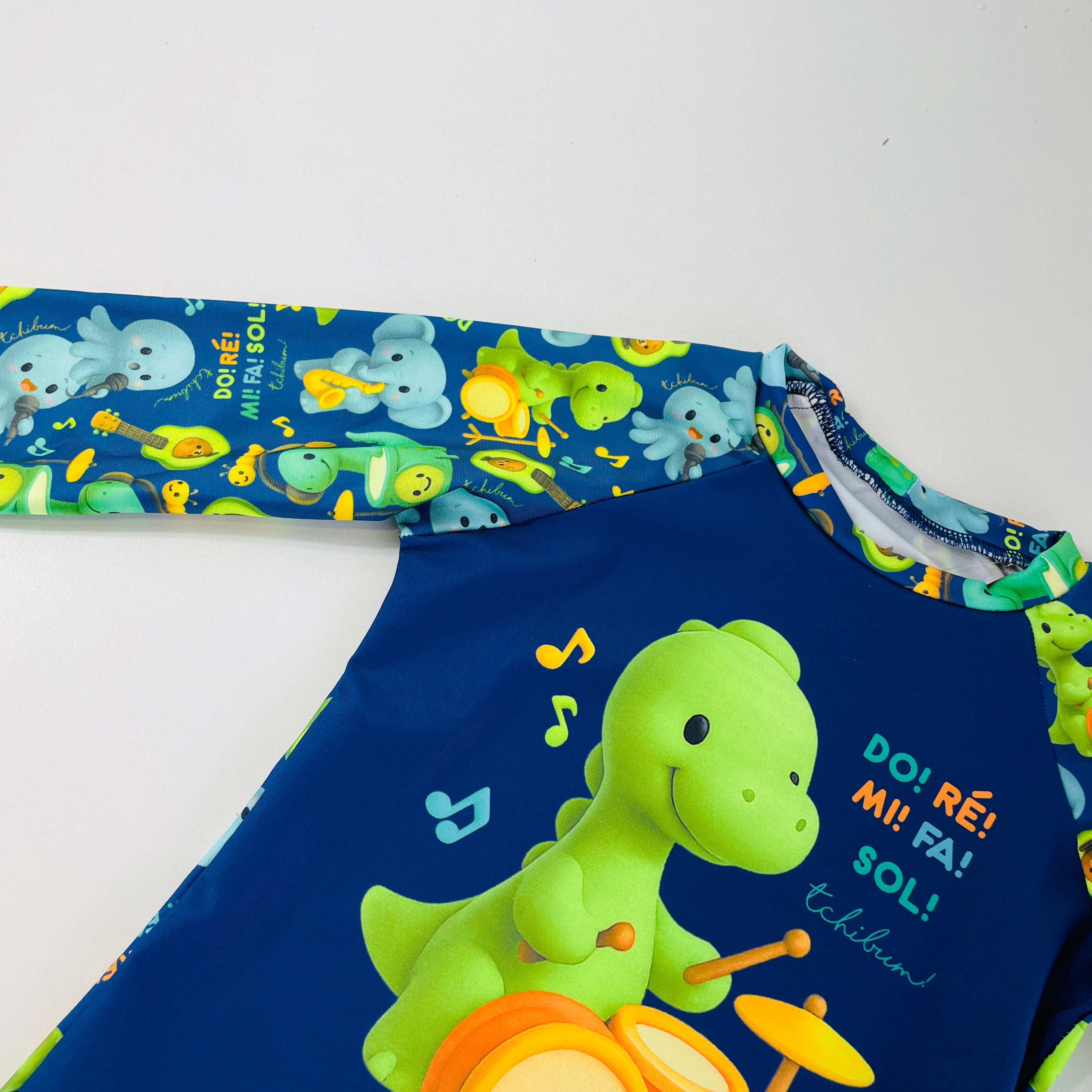 Conjunto Masculino Tchibum Dino Dó Ré Mi Fá Sol UV50+ Dry Fit