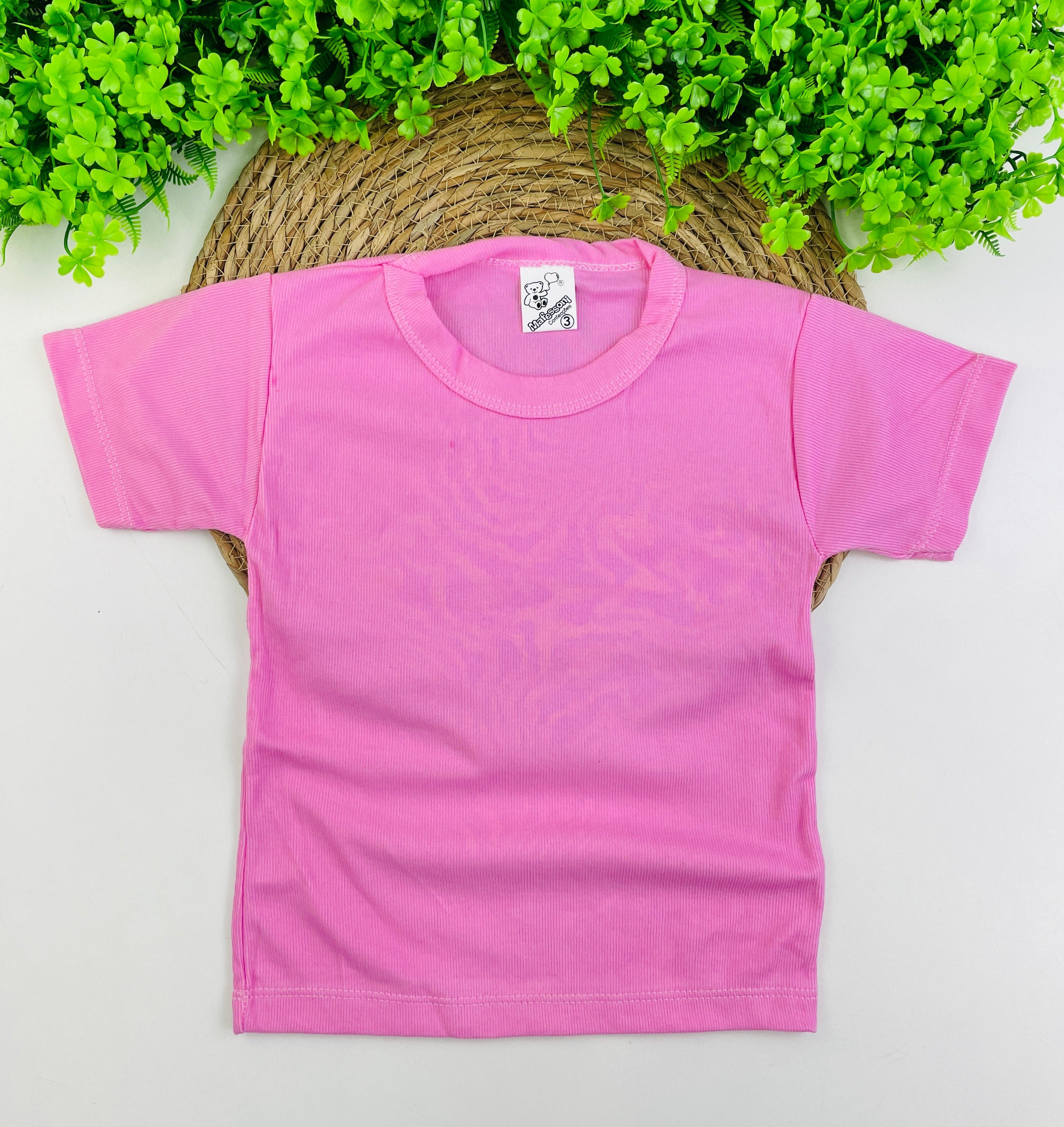 Camiseta Meia Manga Mafessoni Canelada Rosa