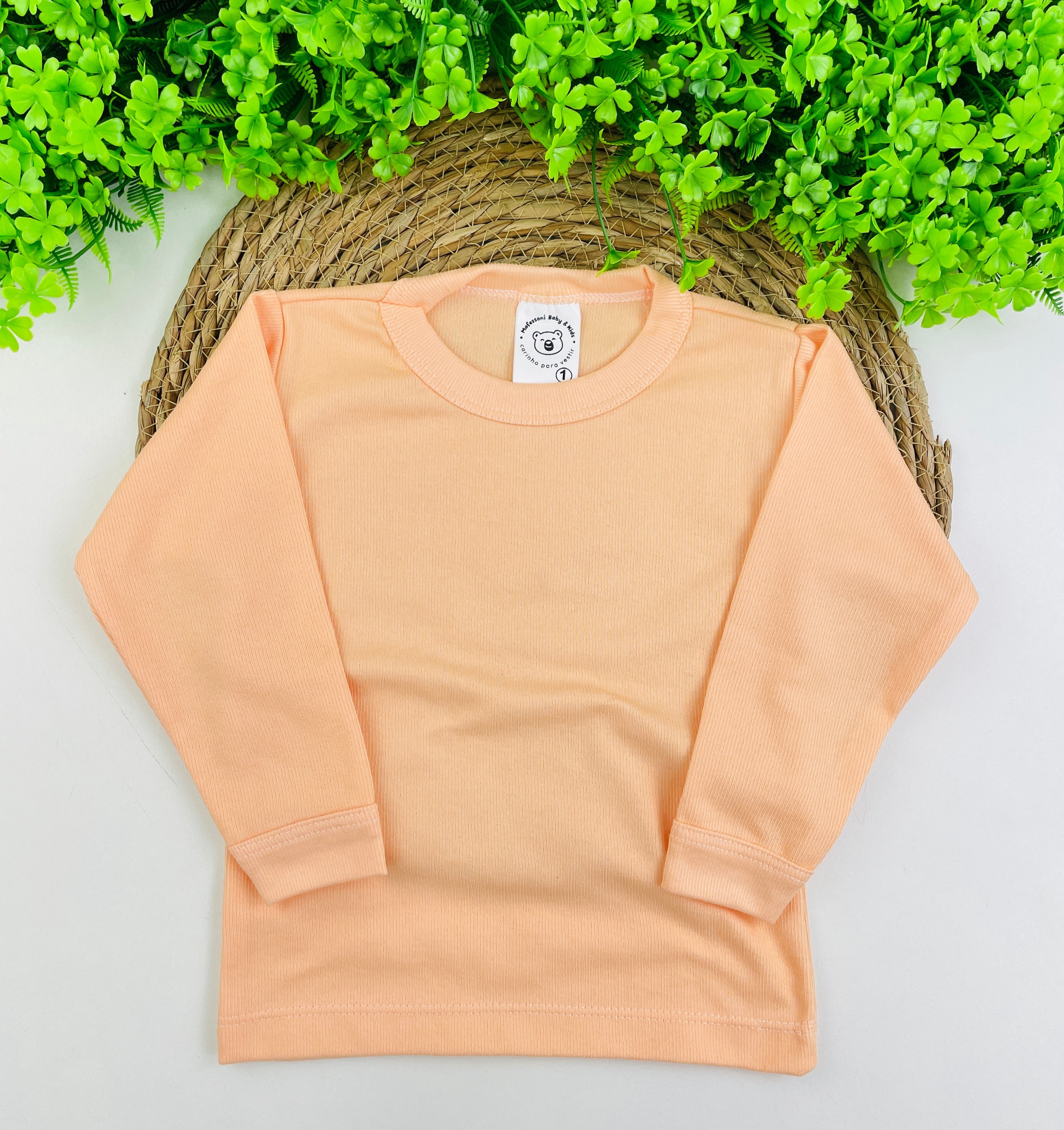 Camiseta Manga Longa Mafessoni Canelada Laranja