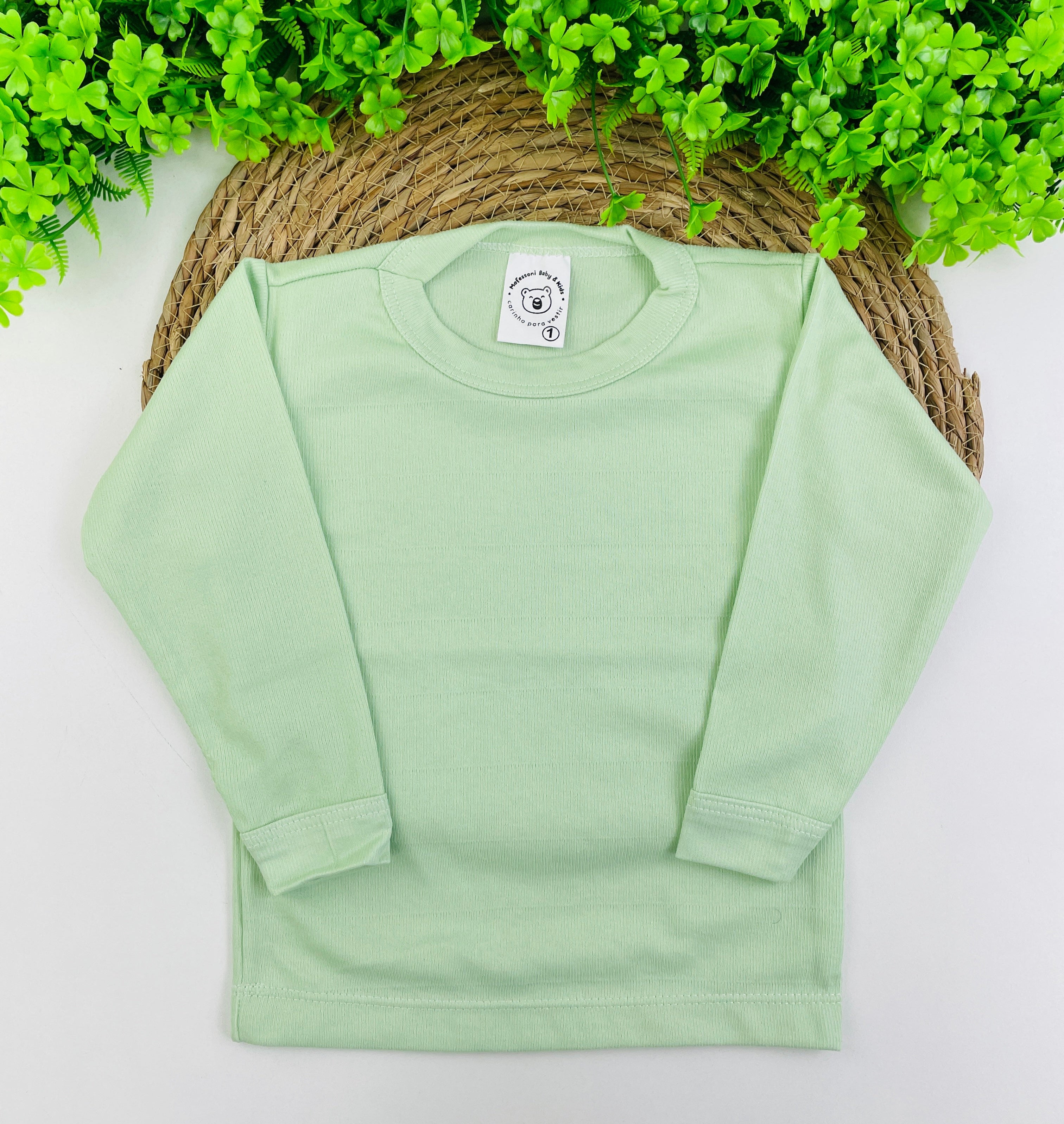 Camiseta Manga Longa Mafessoni Canelada Verde