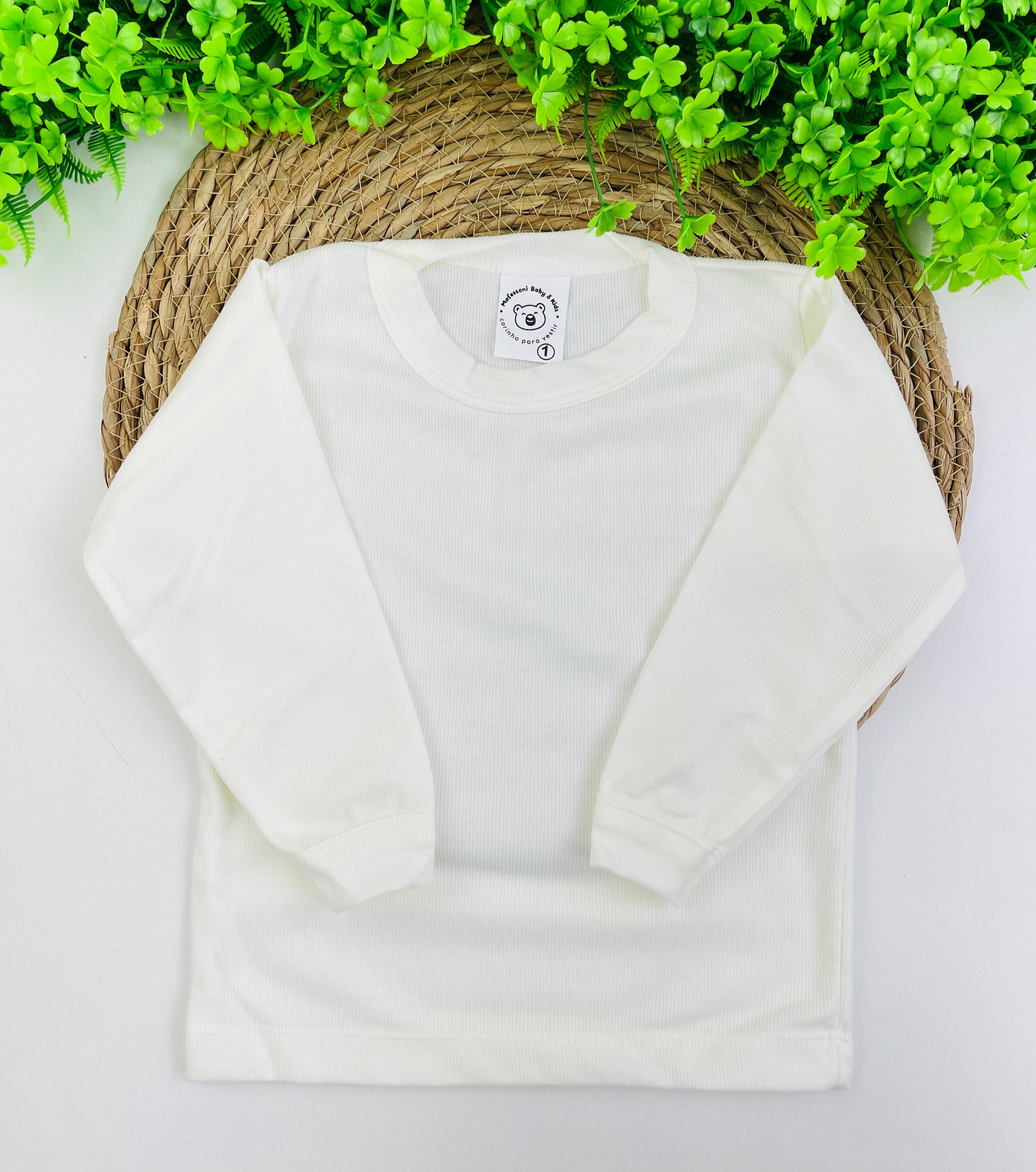 Camiseta Manga Longa Mafessoni Canelada Off White