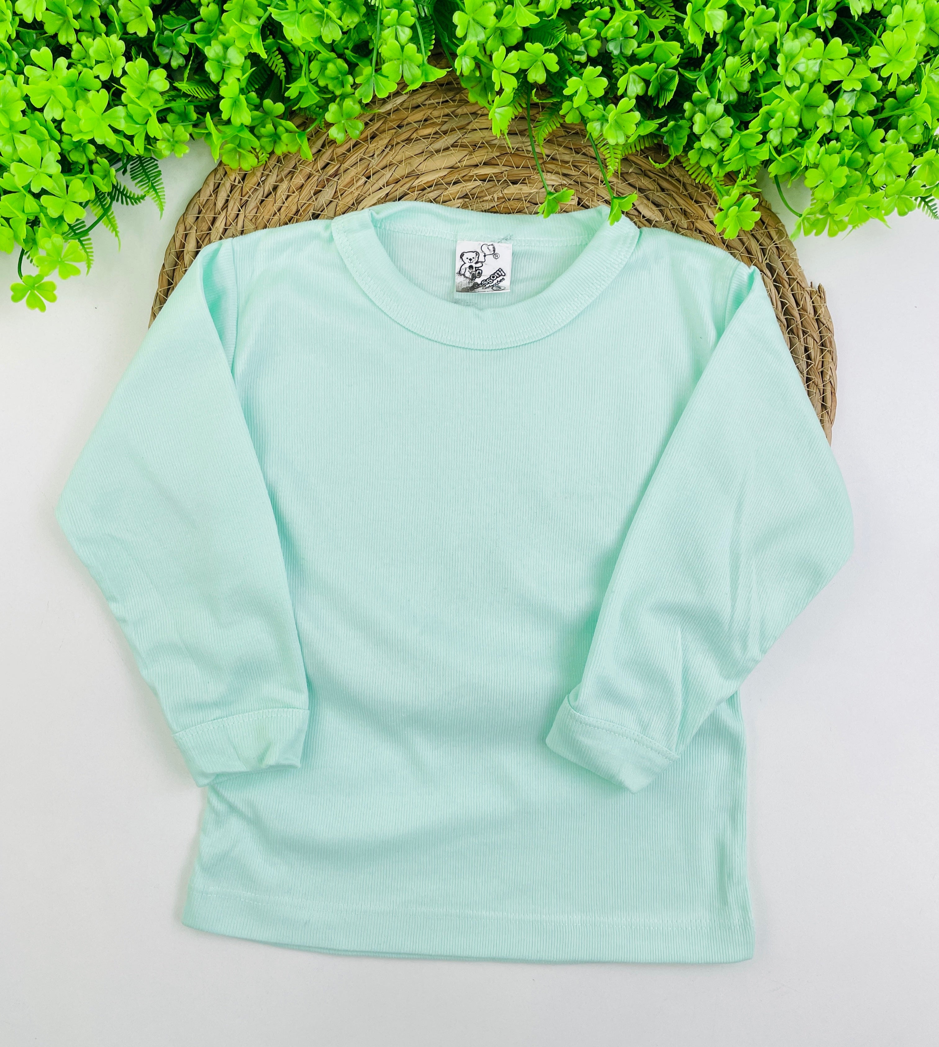 Camiseta Manga Longa Mafessoni Canelada Verde Claro