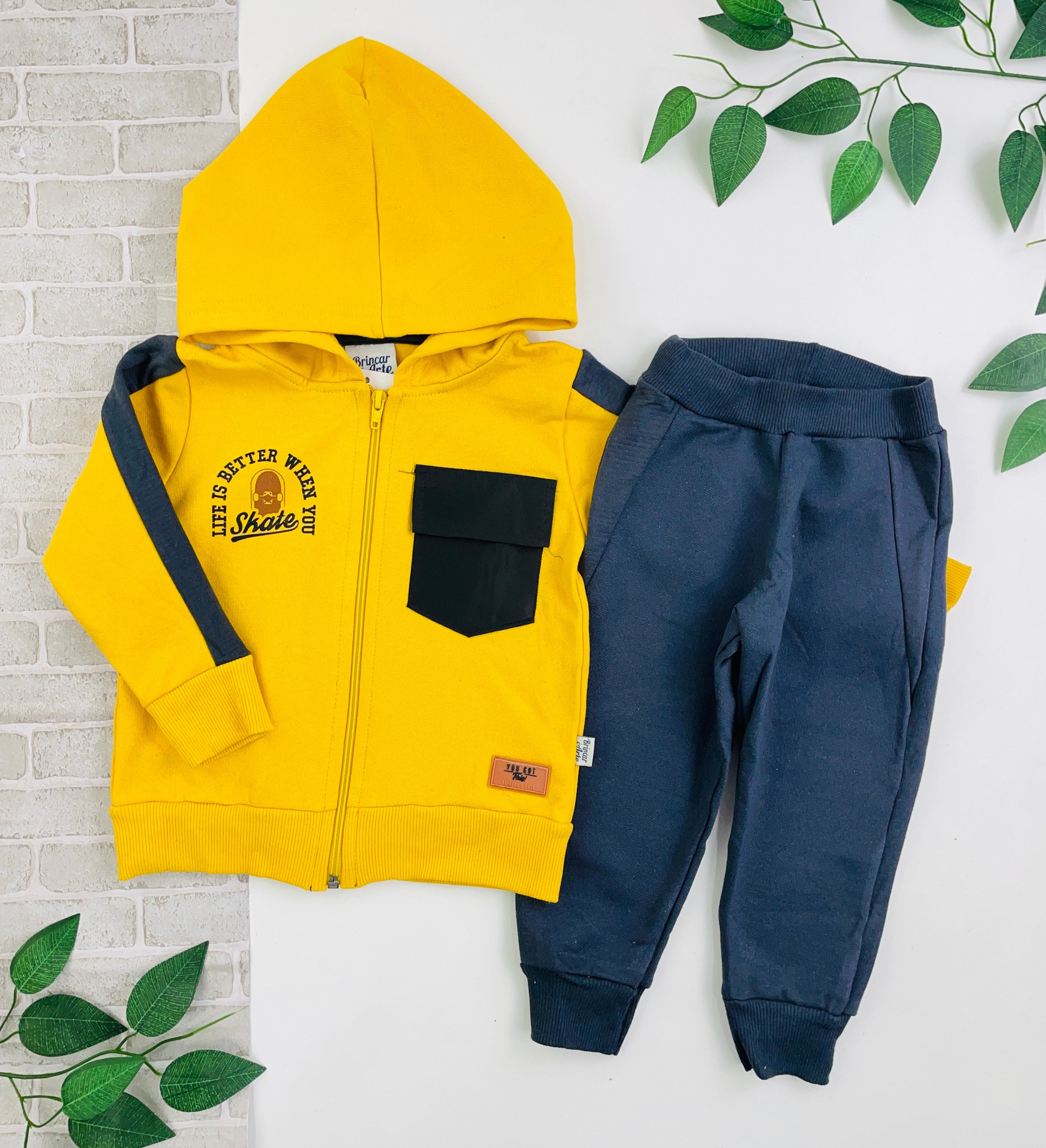 Conjunto Masculino Brincar E Arte Jaqueta Skate Moletom