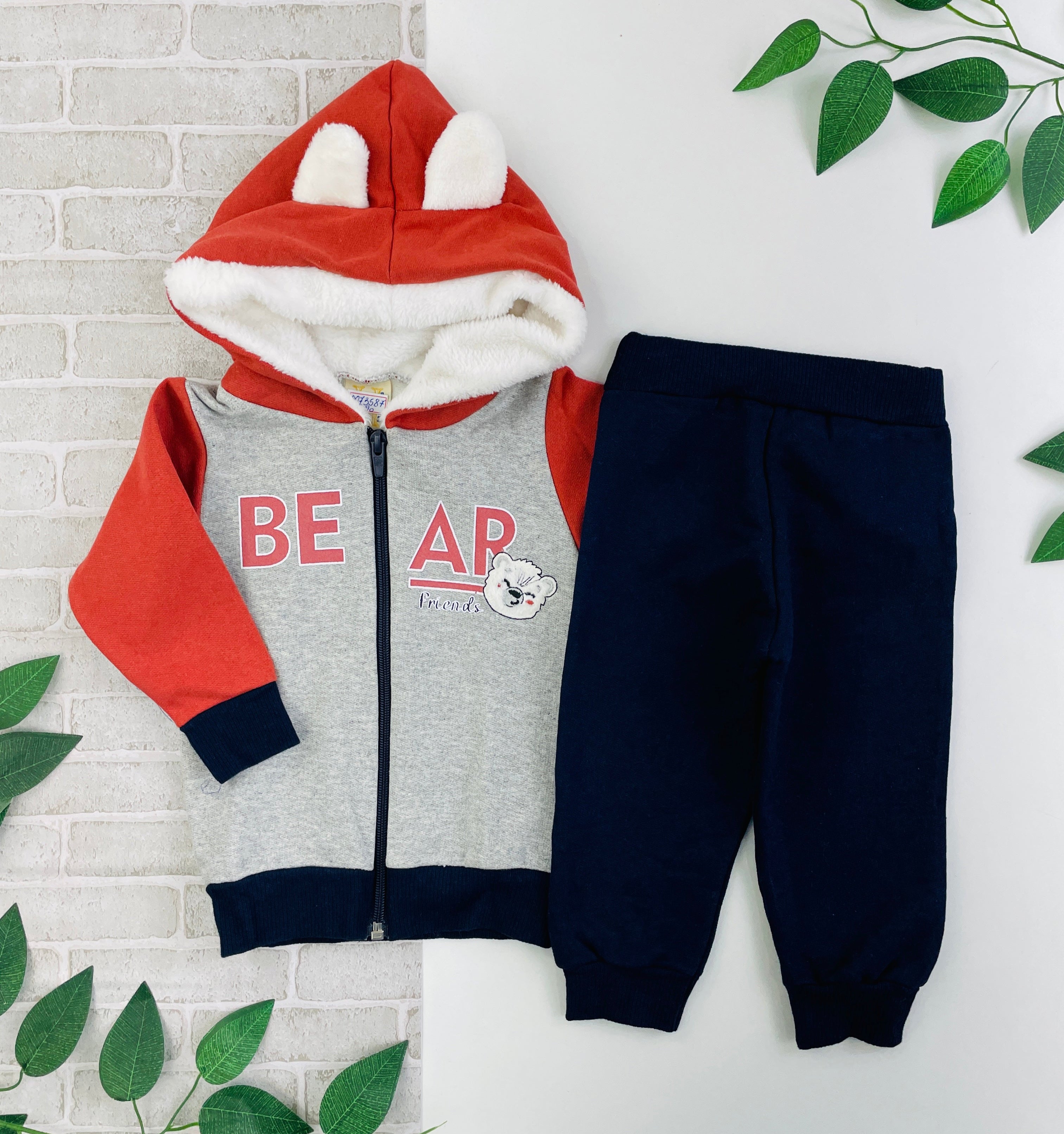 Conjunto Masculino Hrradinhos Bear Friends Com Capuz Orelinha