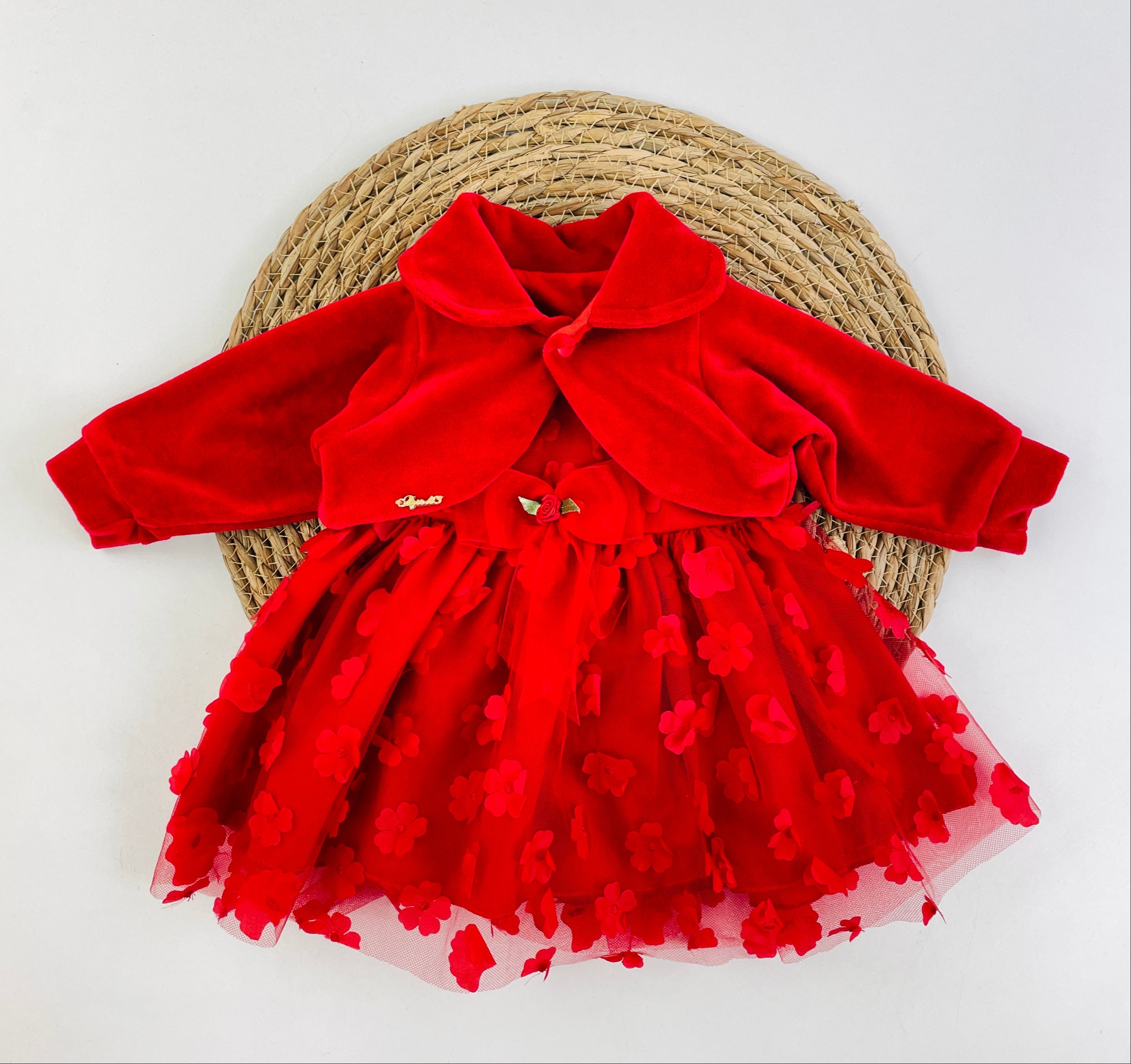 Vestido Djiele Flor 3D Com Casaco