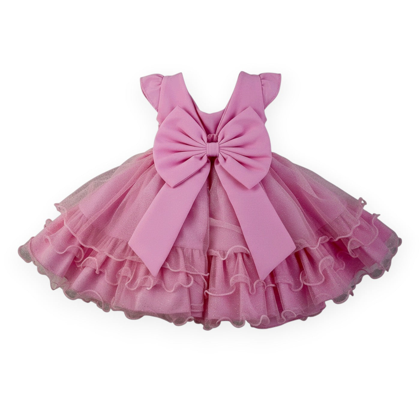 Vestido Festa D-Luxe Tule Brilhante Com Cinto De Perolas