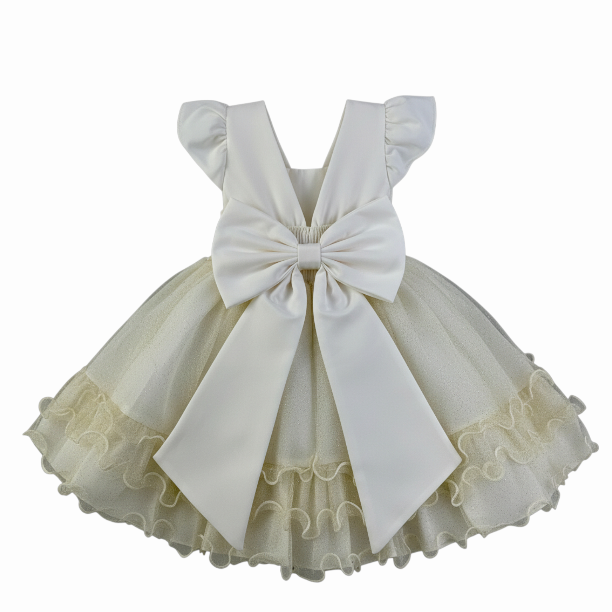 Vestido Festa D-Luxe Borboletas Com Cinto De Perolas