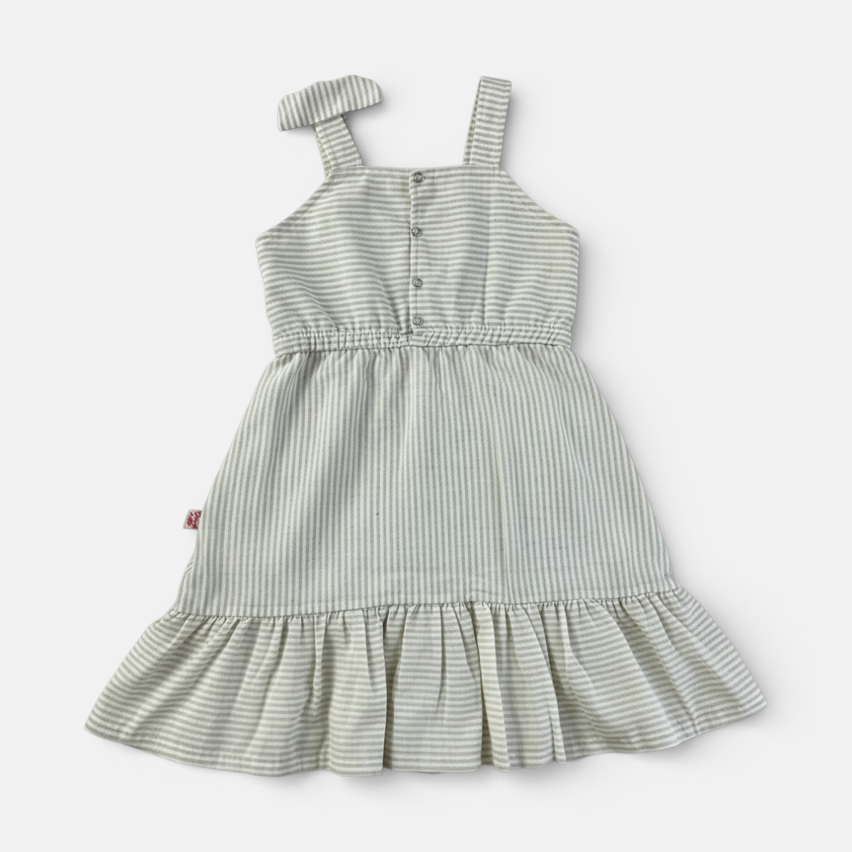 Vestido Infantil Brincar e Arte Listrado Laço Pérolas
