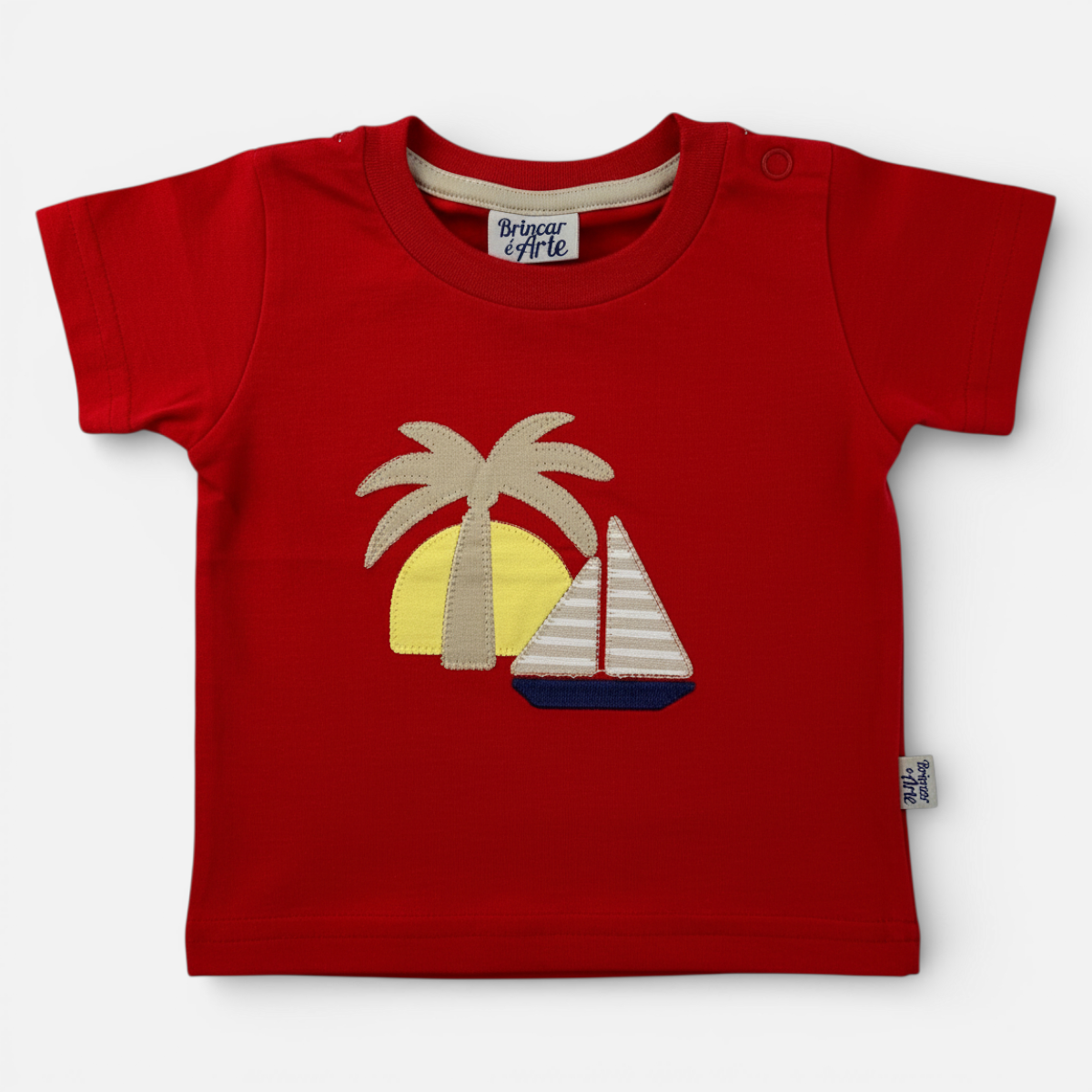 Conjunto Masculino Infantil Brincar e Arte Coqueiro e Barco